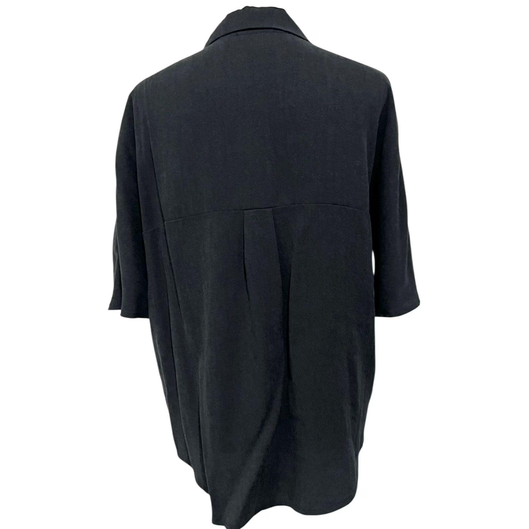 Vintage Natalie Busby Shirt Women’s Button Up Short Sleeve Pockets Black Sz S Oversized Slim Relaxed Casual Size S / US 4 / IT 40 - 4 Thumbnail