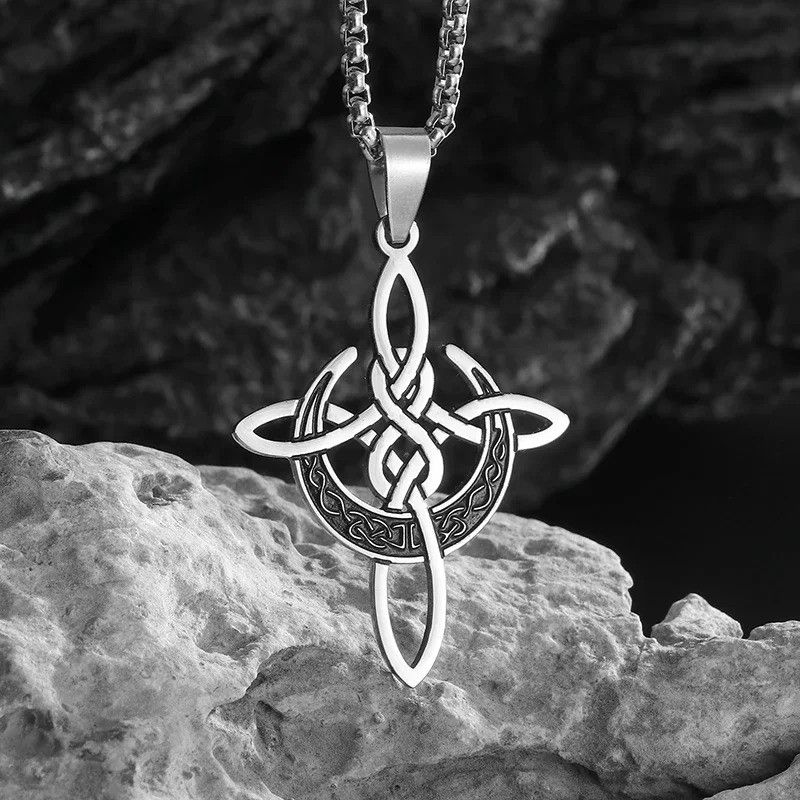 Vintage Knot Moon Cross Pendant Necklace Size ONE SIZE - 1 Thumbnail