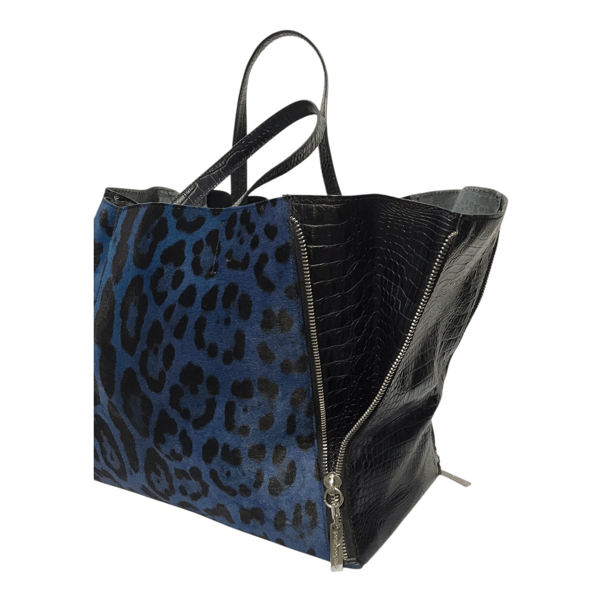 Genuine Leather enrico Pucci Crocodile With Leopard Fur Leather HandBag Size ONE SIZE - 5 Thumbnail