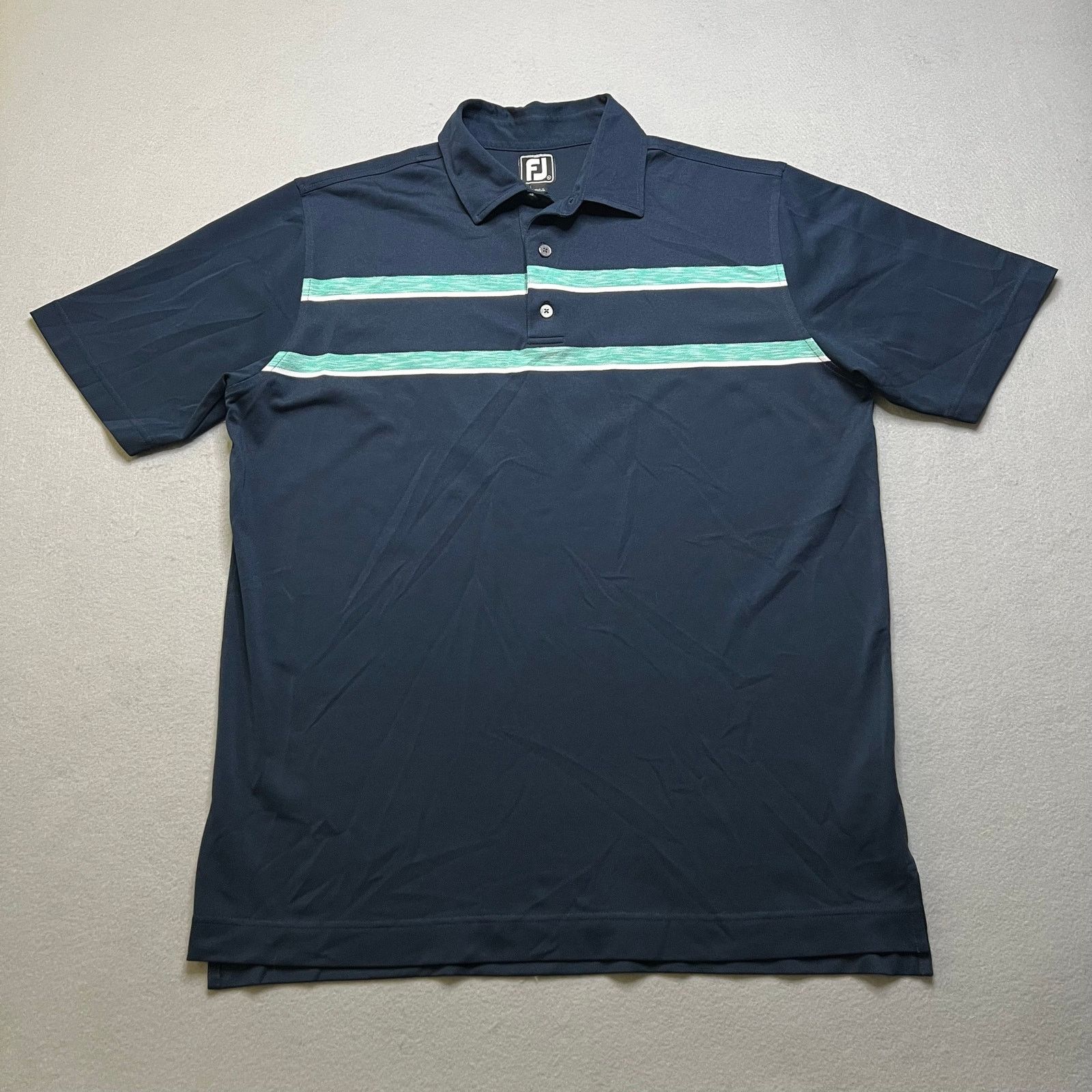 Footjoy FootJoy Athletic Fit Golf Polo Shirt Men’s XL Blue Striped Size US XL / EU 56 / 4 - 1 Thumbnail