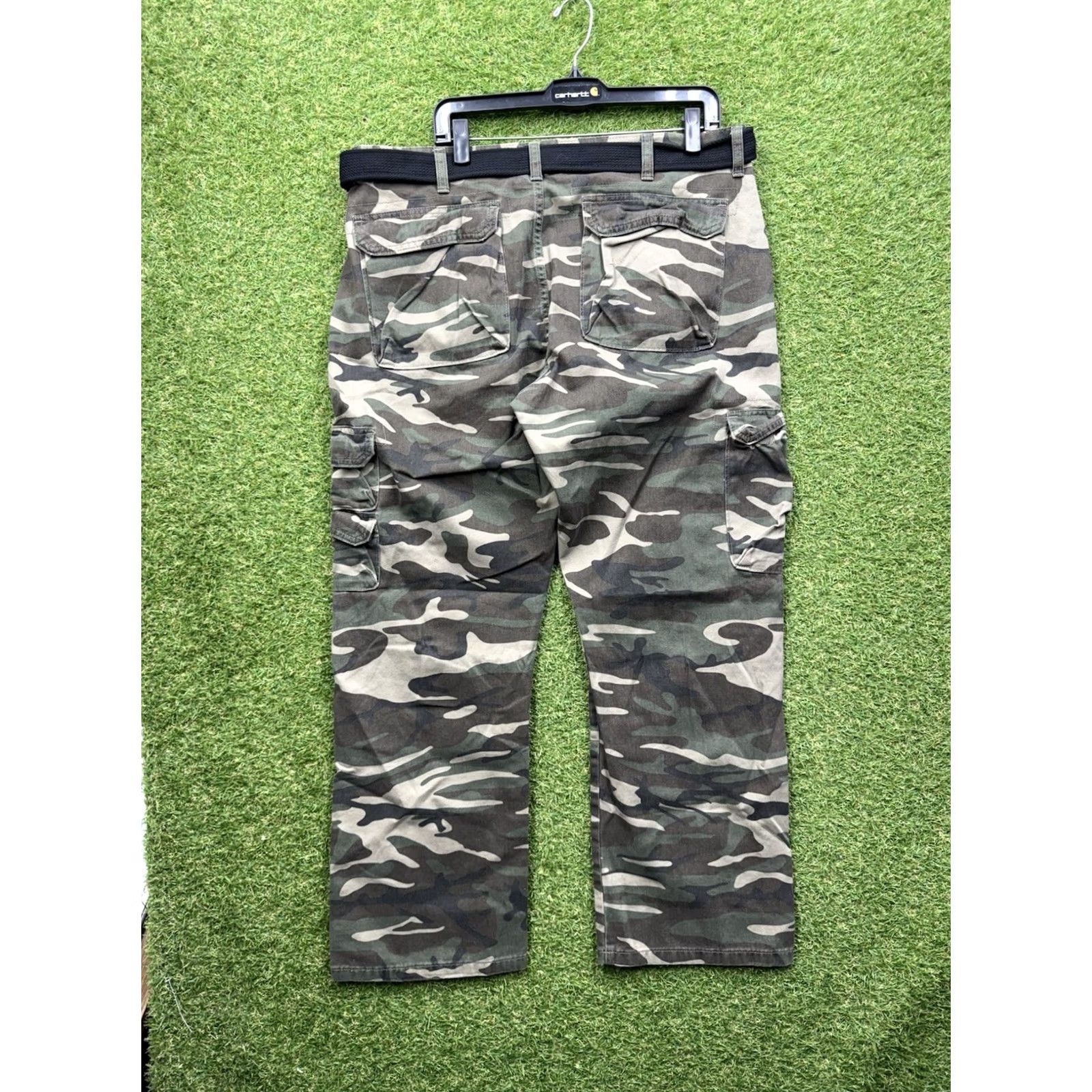 AMO VINTAGE Wrangler Cargo Pants 38x30 Camouflage Y2k Grunge Skate Baggy Wide Leg Mens Pants Size US 38 / EU 54 - 2 Thumbnail