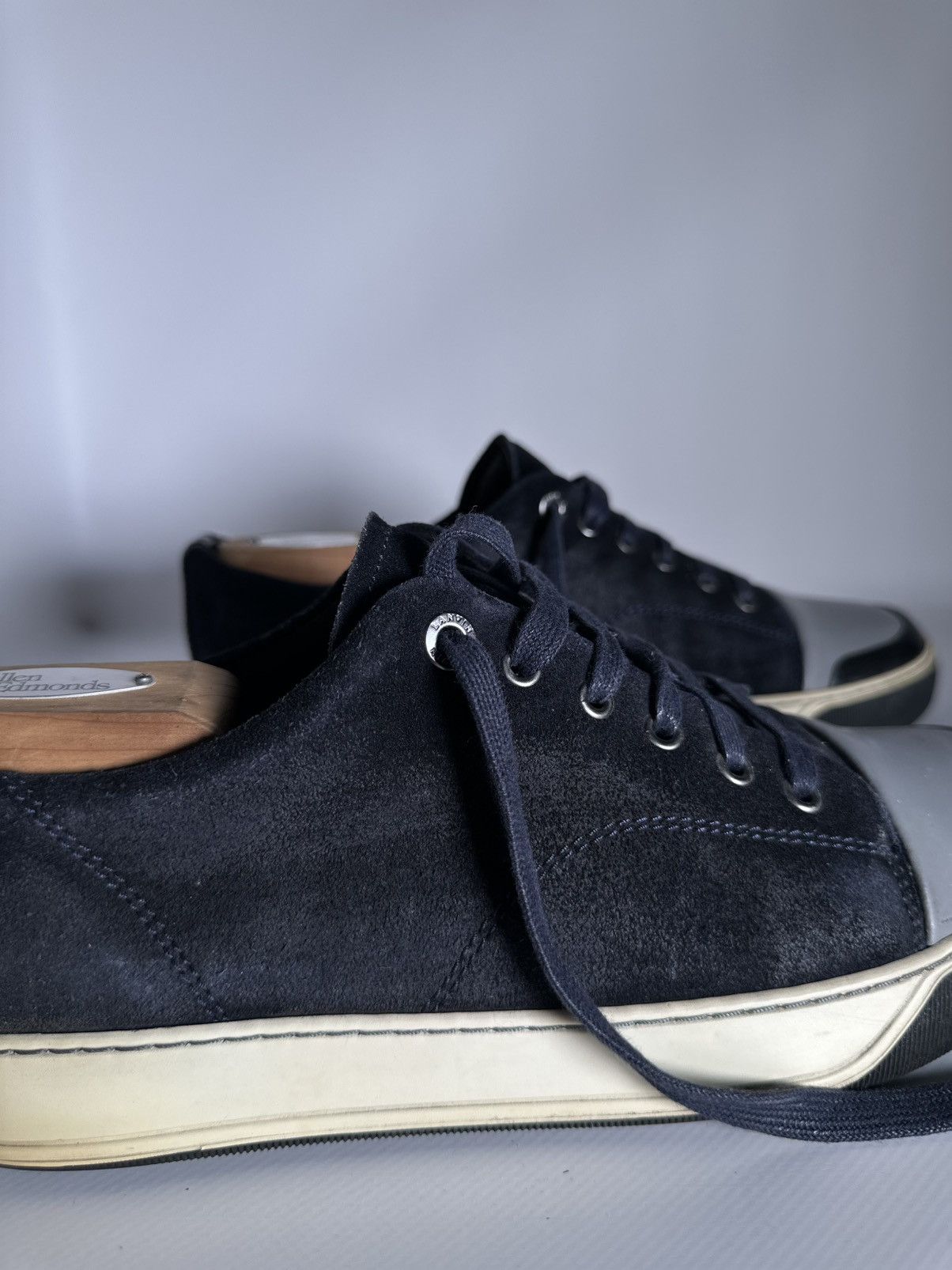 Lanvin Lanvin Blue/Black Suede and Patent Leather Low Top Sneakers Size US 6 / EU 39 - 10 Thumbnail