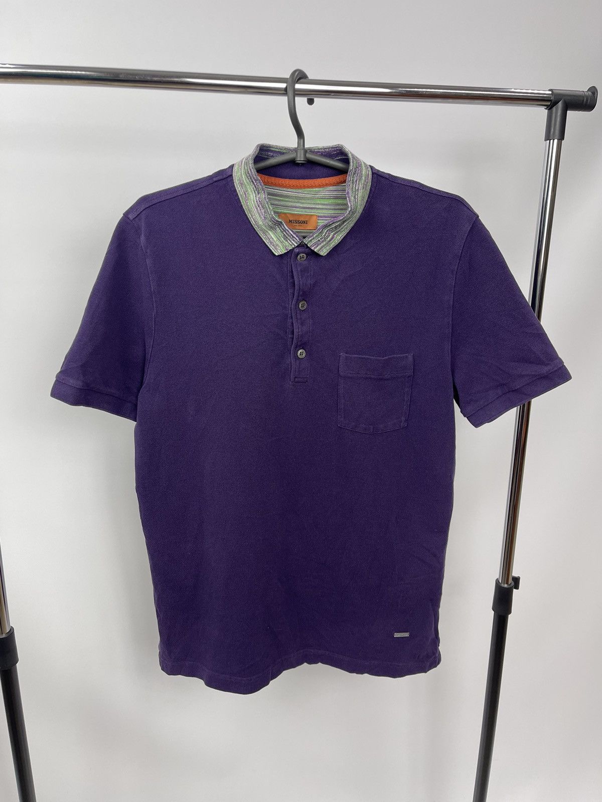 Missoni Mission Polo Shirt Size M Purple Logo Size US M / EU 48-50 / 2 - 1 Thumbnail