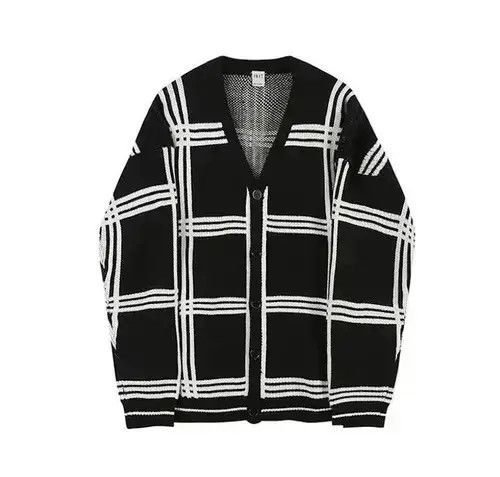 Other Flannel Graphic Pattern Detail Black Cardigan Sweater Size US XL / EU 56 / 4 - 4 Thumbnail