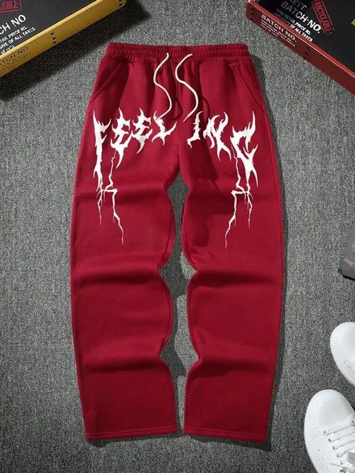 Designer Red Graffiti Baggy sweatpants Goth Opium Size US 32 / EU 48 - 3 Thumbnail