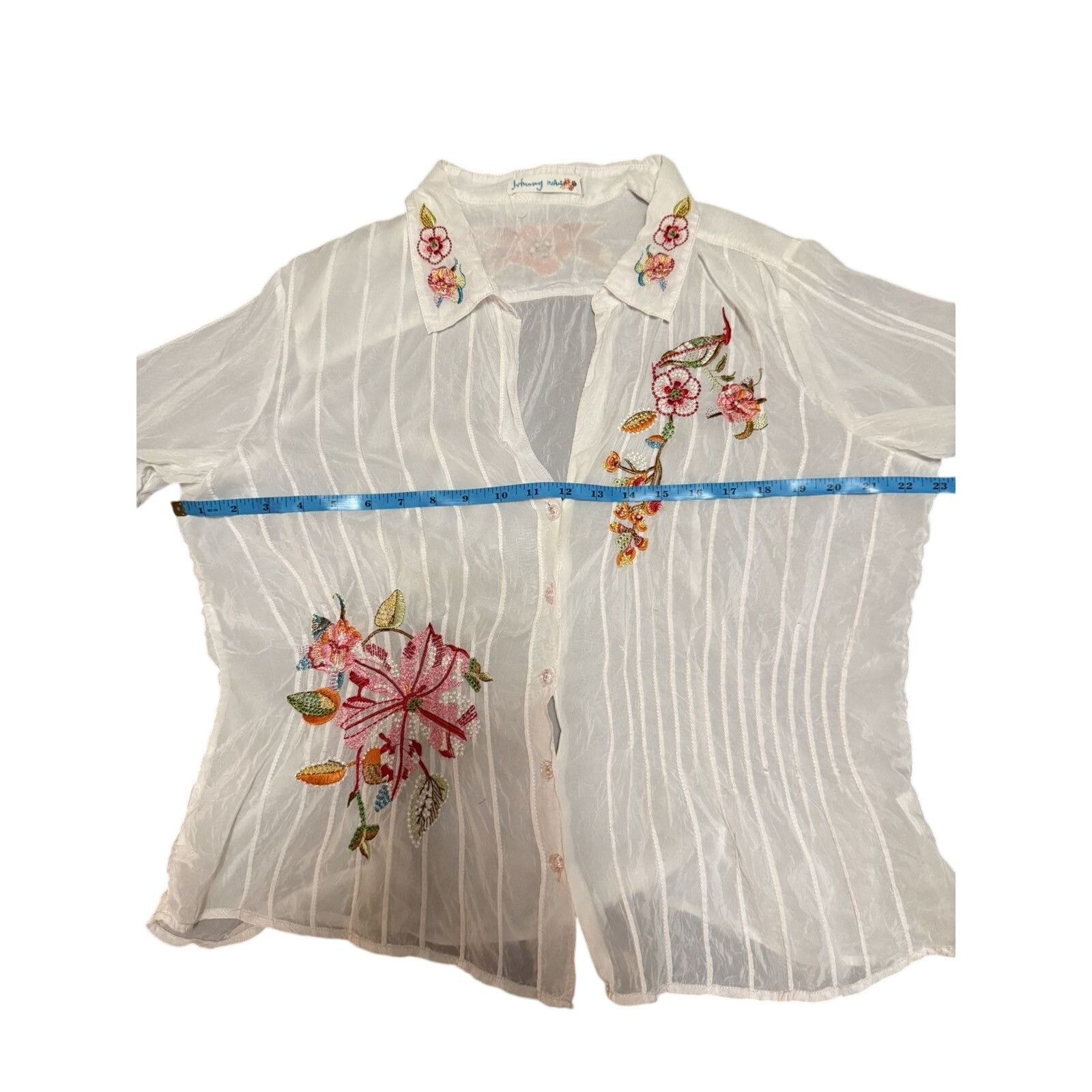 Johnny Was Johnny was white button down top with detailed embroidery Size XL / US 12-14 / IT 48-50 - 12 Thumbnail