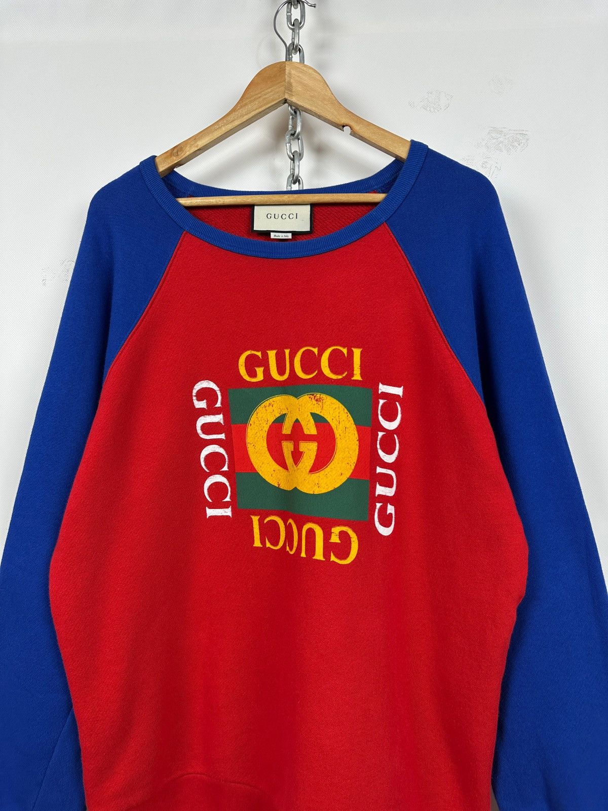 Gucci Gucci Red/Blue Crewneck Sweatshirt Size US L / EU 52-54 / 3 - 3 Thumbnail