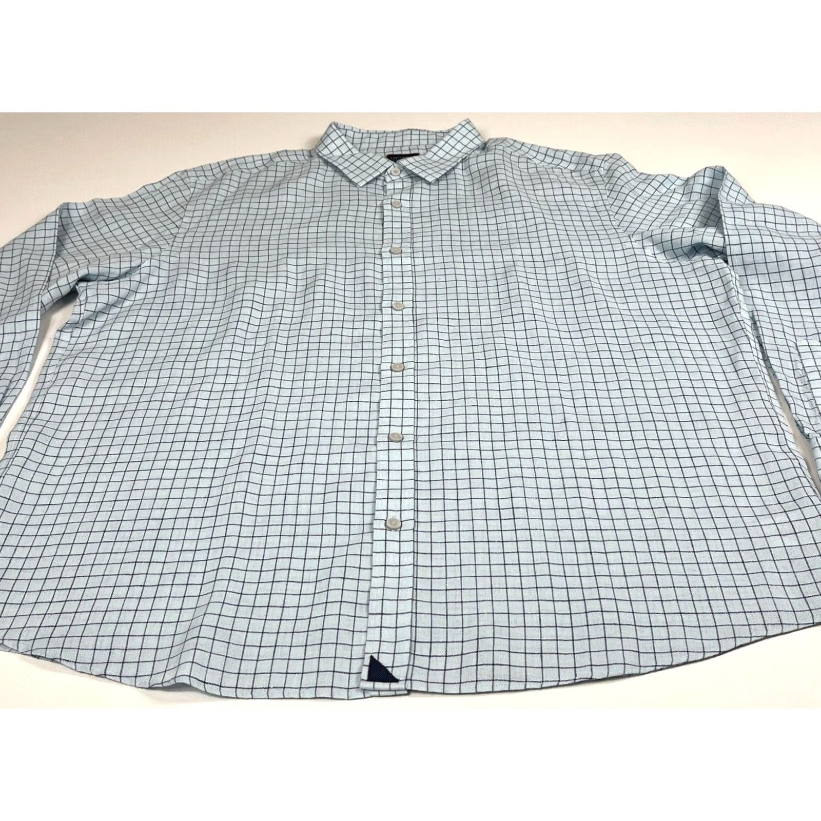 UNTUCKit UNTUCKit Men's Button-Up Shirt Biltmore WR 40463 3XL Linen Light Blue Regular Fit Check Size XXXL Size US XXL / EU 58 / 5 - 5 Thumbnail
