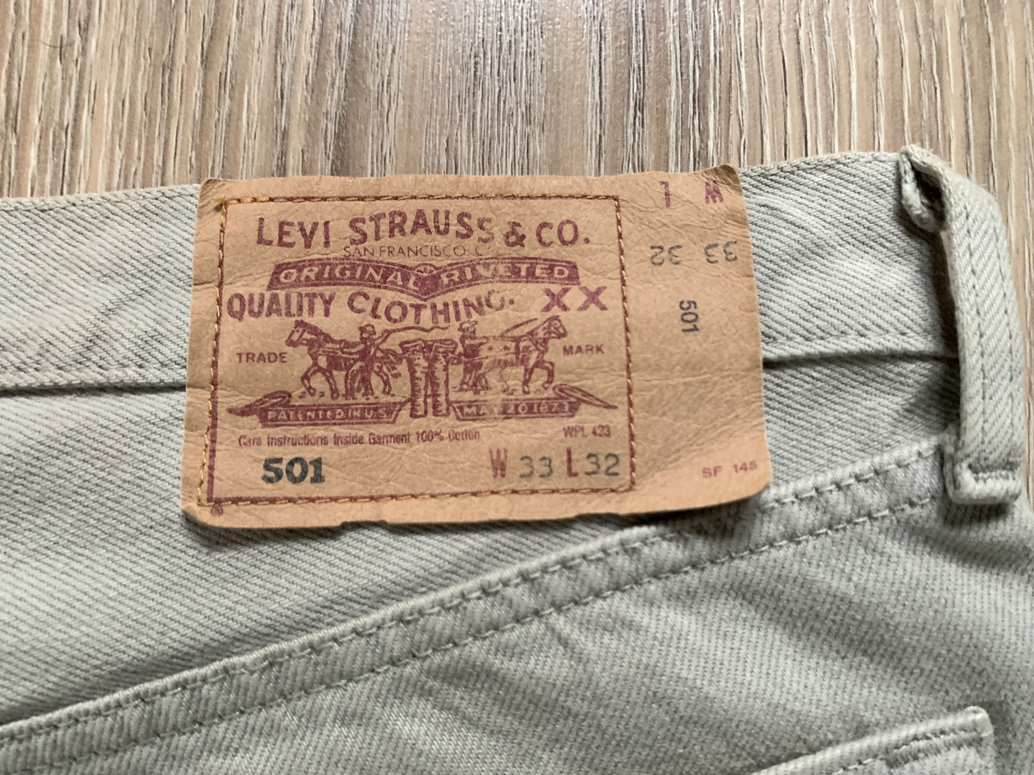 Levi's × Levi's Vintage Clothing Levi's 501 Beige Denim Jeans Pants Size US 33 - 8 Thumbnail