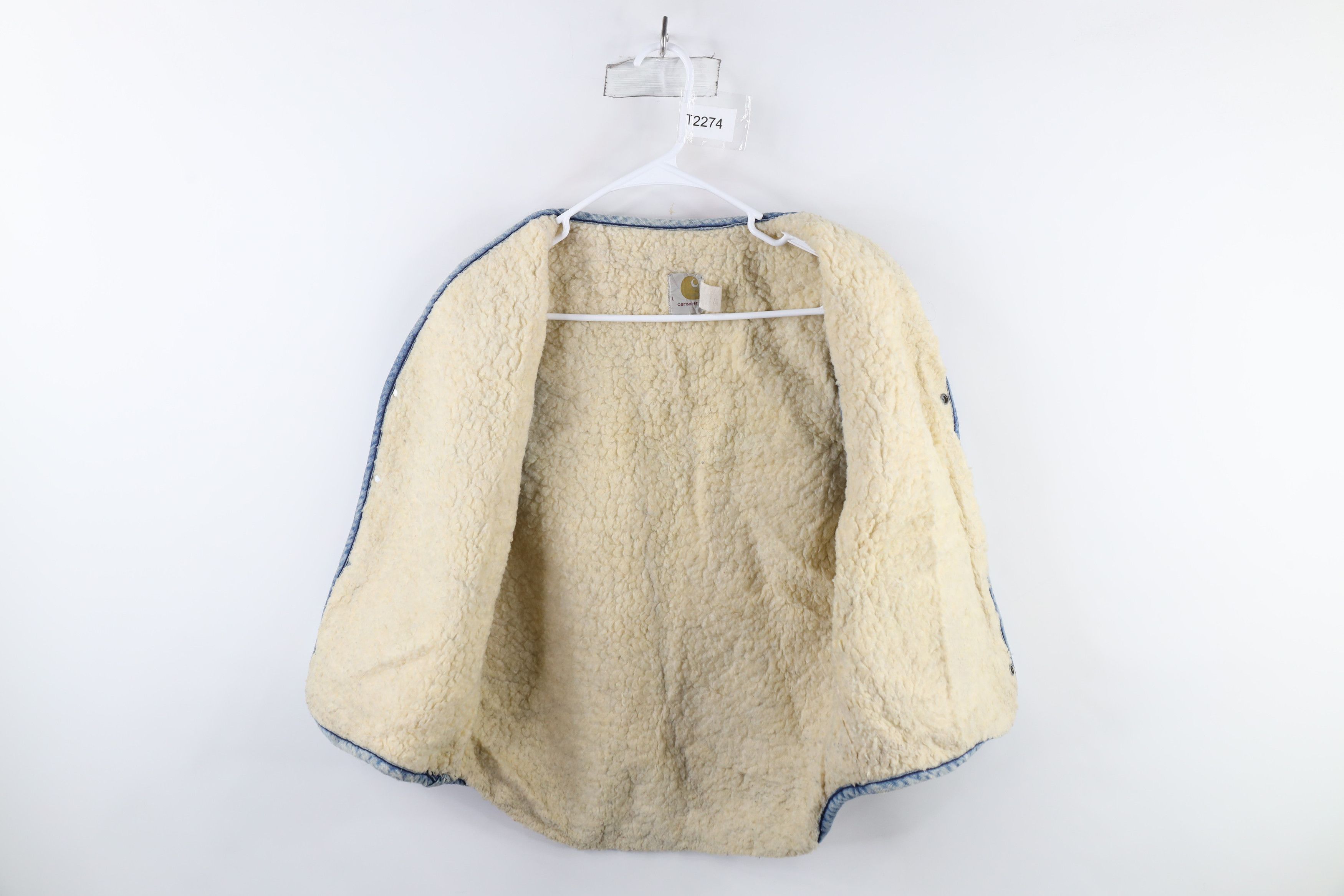 Carhartt × Vintage Vintage 80s Carhartt Deep Pile Fleece Lined Denim Vest USA Size US L / EU 52-54 / 3 - 10 Thumbnail