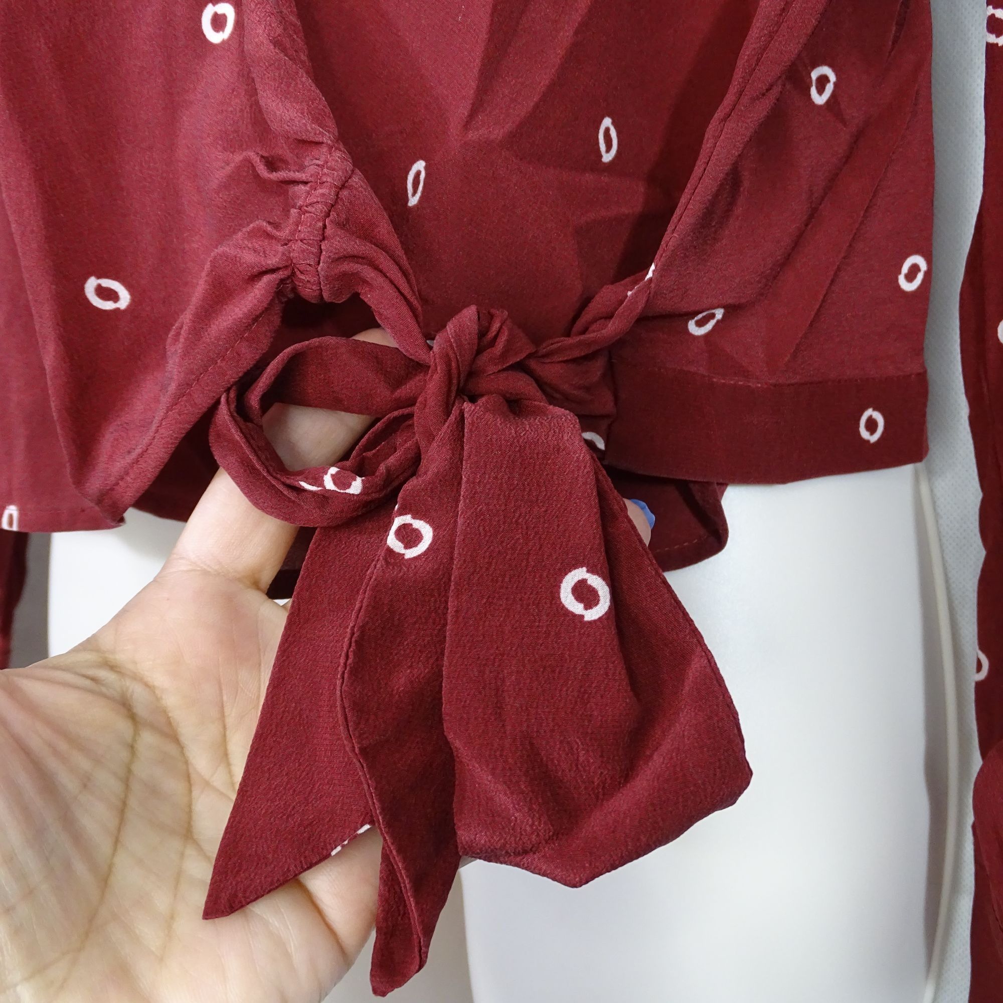 J.Crew J Crew Burgundy Red Wrap Printed Silk Blouse Top Size XS Size XS / US 0-2 / IT 36-38 - 3 Thumbnail