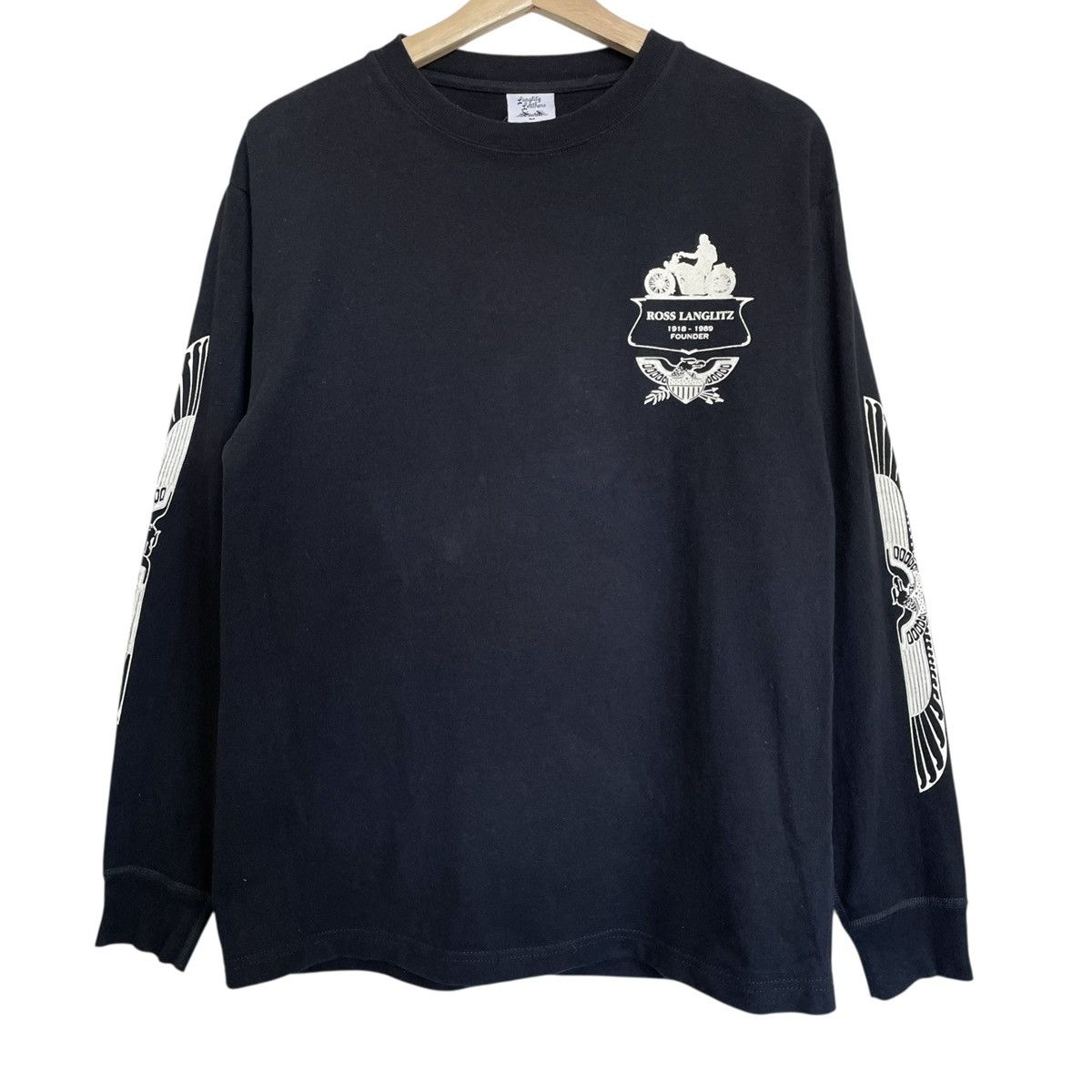 Vintage Langlitz Leathers USA Founder Longsleeve Motorcycle Tee Size US M / EU 48-50 / 2 - 2 Thumbnail