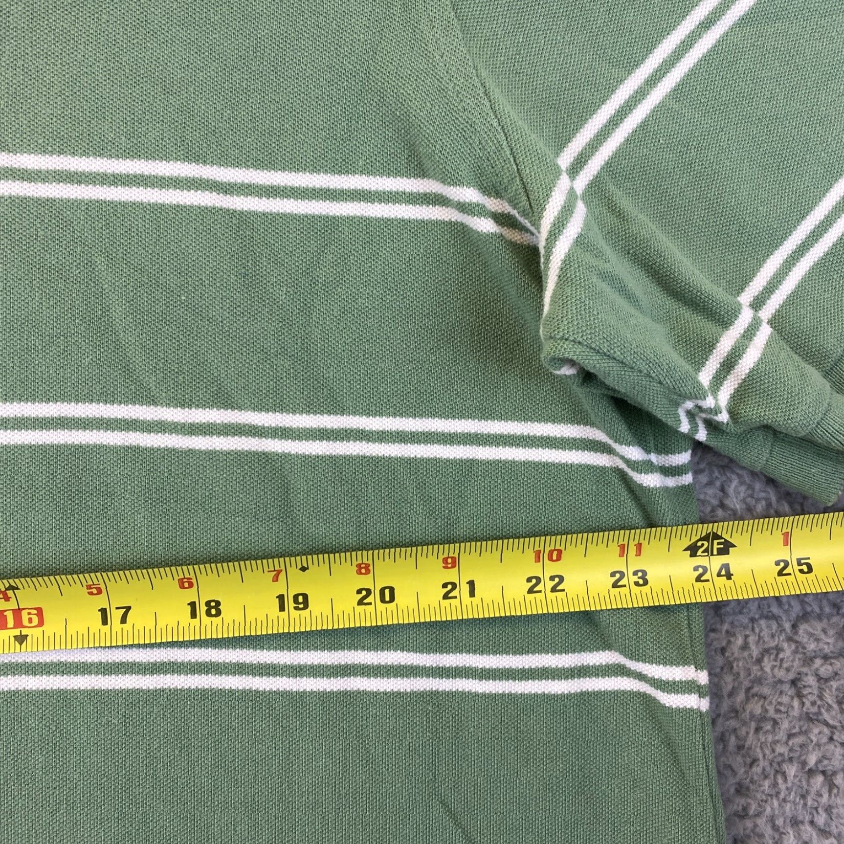 Merona Merona Men Polo Shirt Striped Short Sleeve Green XL 43-16 Casual Golf Knit 60/40 Cotton Polyester Size US XL / EU 56 / 4 - 4 Thumbnail