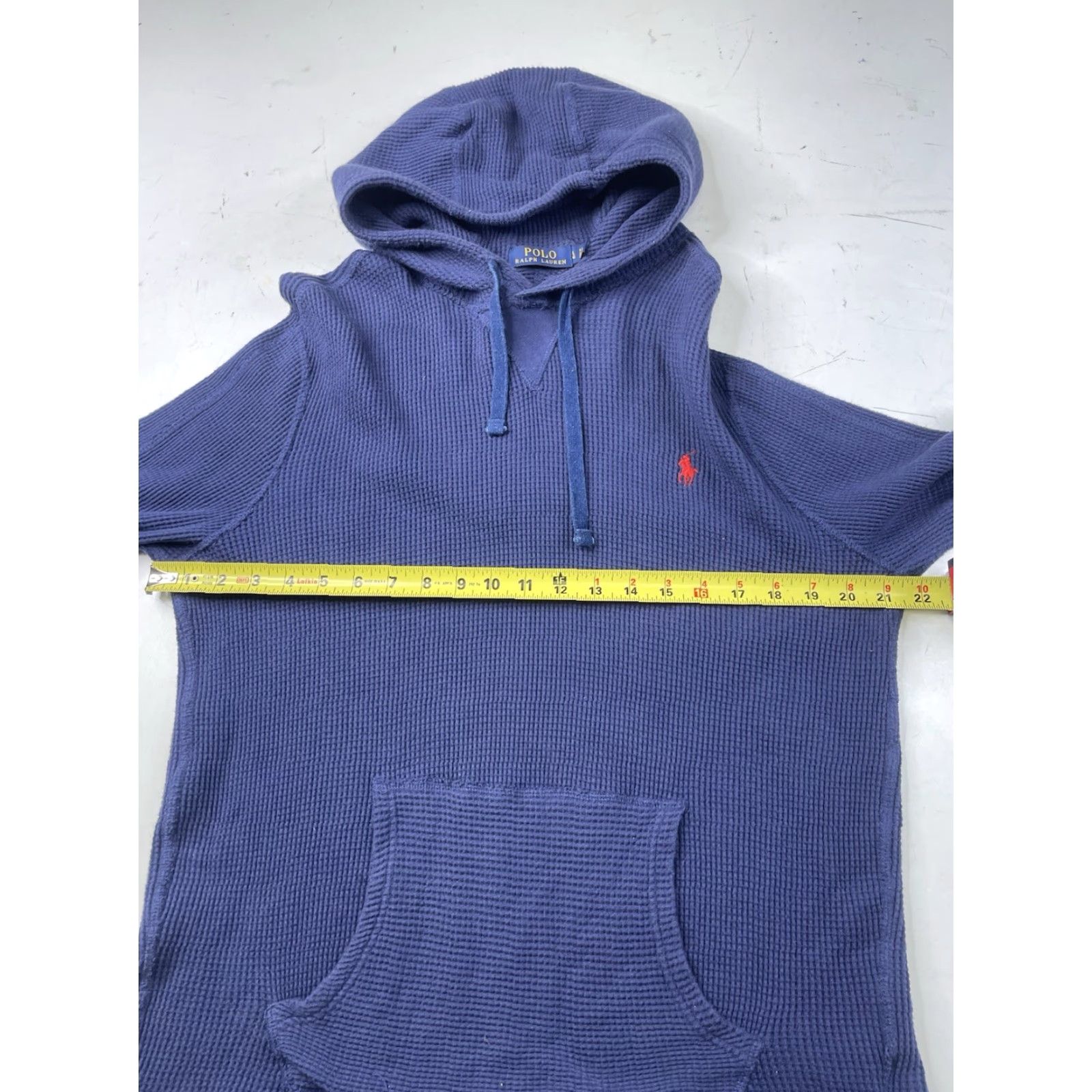 Polo Ralph Lauren Polo Ralph Lauren Mens Large Blue Thermal Pullover Hoodie Sweatshirt Knit Logo Pullover Classic Cotton Waffle Knit Spring Size US L / EU 52-54 / 3 - 6 Thumbnail