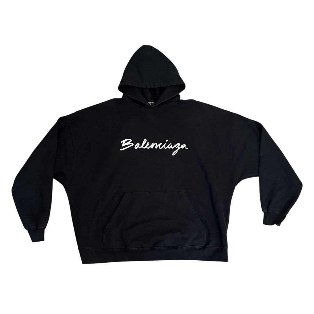 Balenciaga Balenciaga Distressed Oversized Script Logo Hoodie Size US L / EU 52-54 / 3 - 1 Thumbnail