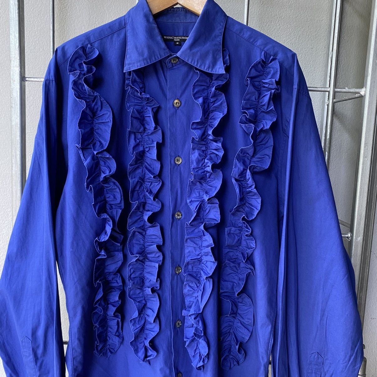 Masaki Matsushima MASAKI MATSUSHIMA Cobalt Ruffle Front Blouse Size US M / EU 48-50 / 2 - 17 Thumbnail