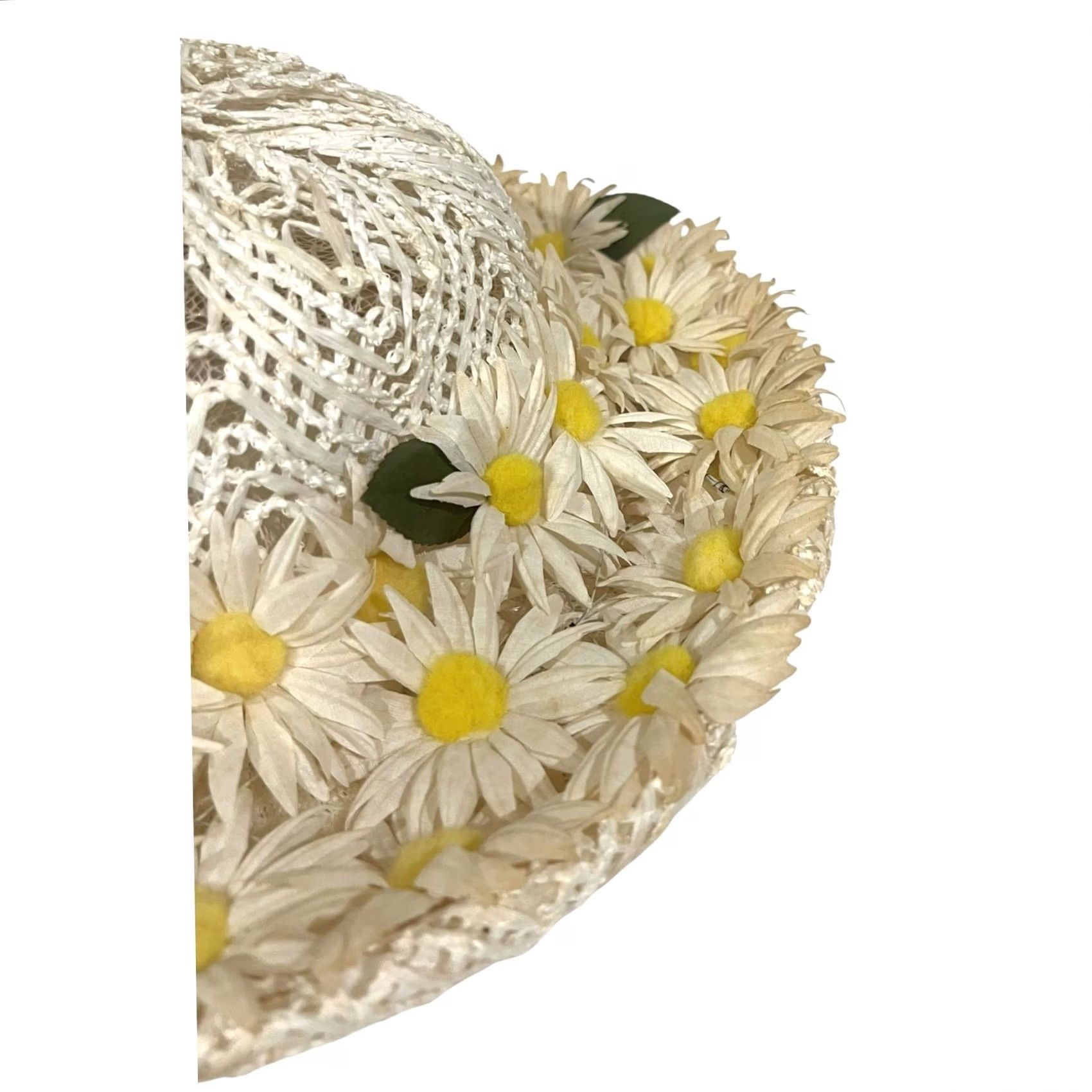 Vintage VINTAGE Adele Claire Hat Women’s Daisies Wide Brim 3D Flowers White Yellow One Size Spring Summer Party/Cocktail Womens Size ONE SIZE - 6 Thumbnail