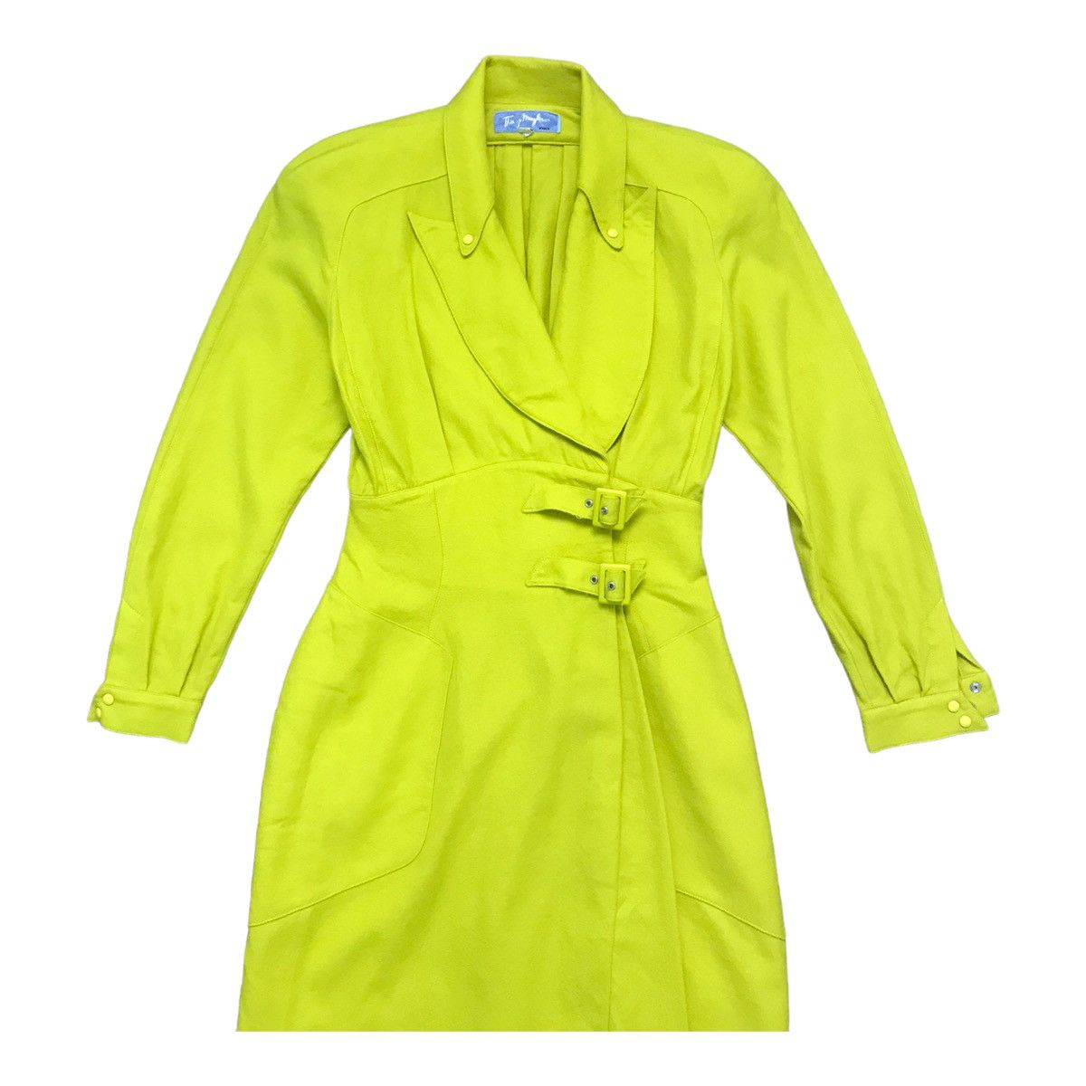 Mugler × Thierry Mugler × Vintage Thierry Mungler Wool Lime Green Dress Size ONE SIZE - 2 Thumbnail