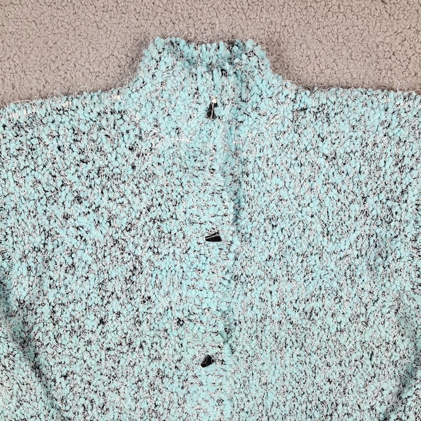 Vintage Light Blue Fuzzy Sherpa Fleece Cardigan Women's Medium Knit Boho Preppy Sweater Size M / US 6-8 / IT 42-44 - 2 Thumbnail