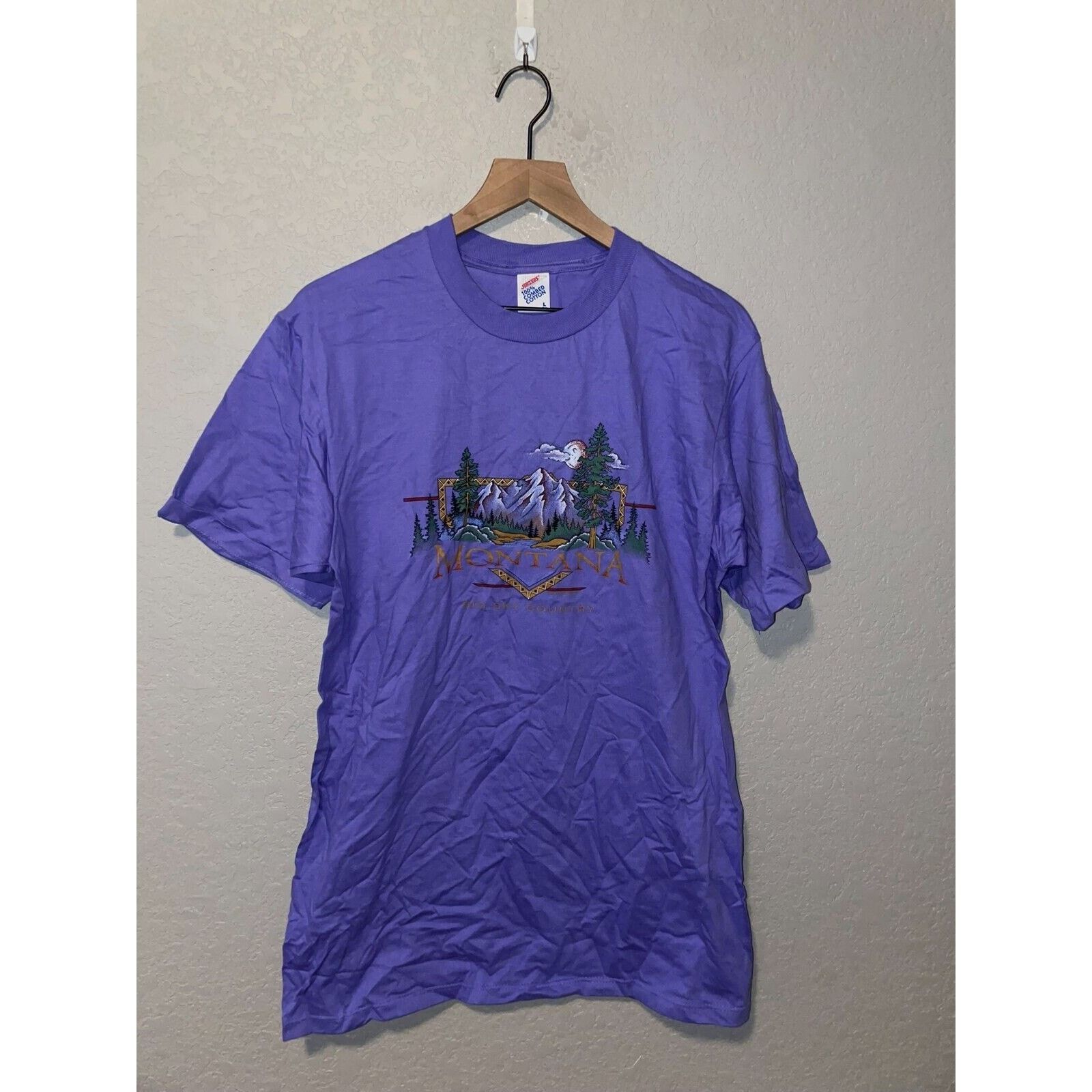 Jerzees Vintage Montana Mountains Shirt Last best Place Tee VTG 90s Size US L / EU 52-54 / 3 - 1 Thumbnail