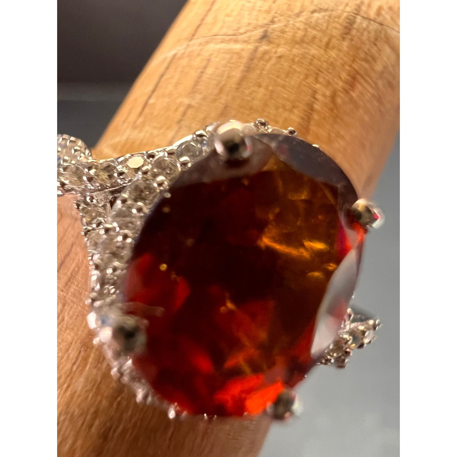 Other NEW Hessonite garnet and zircon ring in 925 silver size 7 Size ONE SIZE - 8 Thumbnail