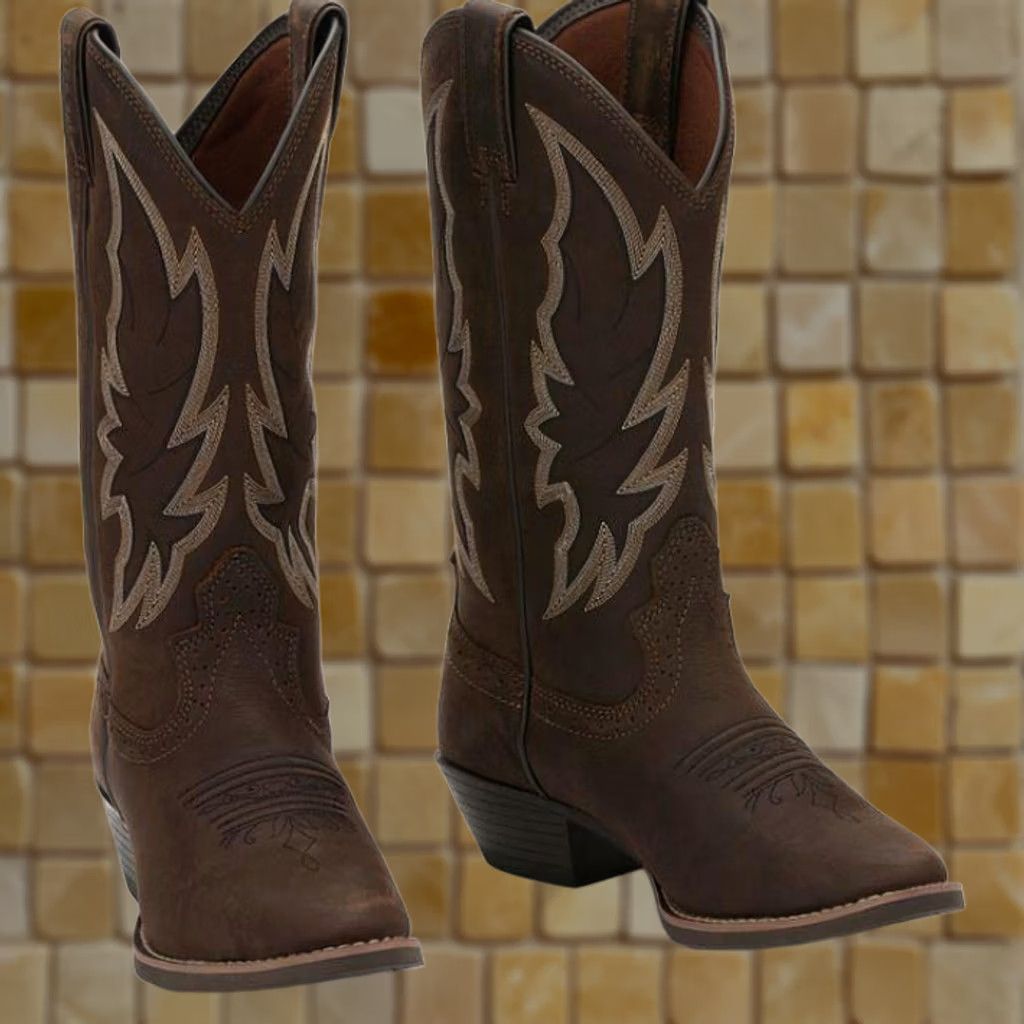 Justin Boots NEW JUSTIN BOOTS ROSELLA CHOCOLATE WATER BUFFALO STYLE #L2720 6 B 12" WOMENS J6 SHOE BOOT Brown Cowgirl Leather Western Mid-Calf Almond Toe Size US 6 / IT 36 - 1 Preview