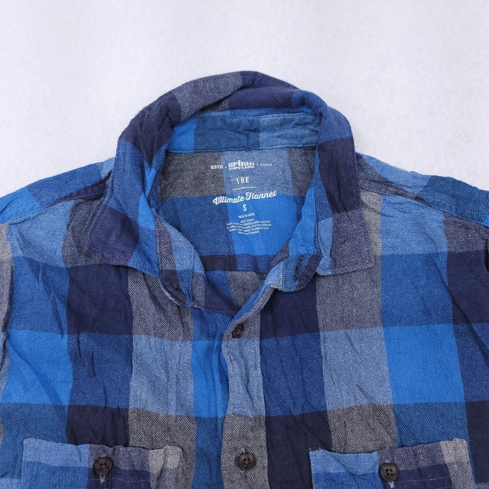 Urban Pipeline Urban Pipeline Gingham Flannel Shirt Mens Size Small S Blue Size US S / EU 44-46 / 1 - 1 Thumbnail