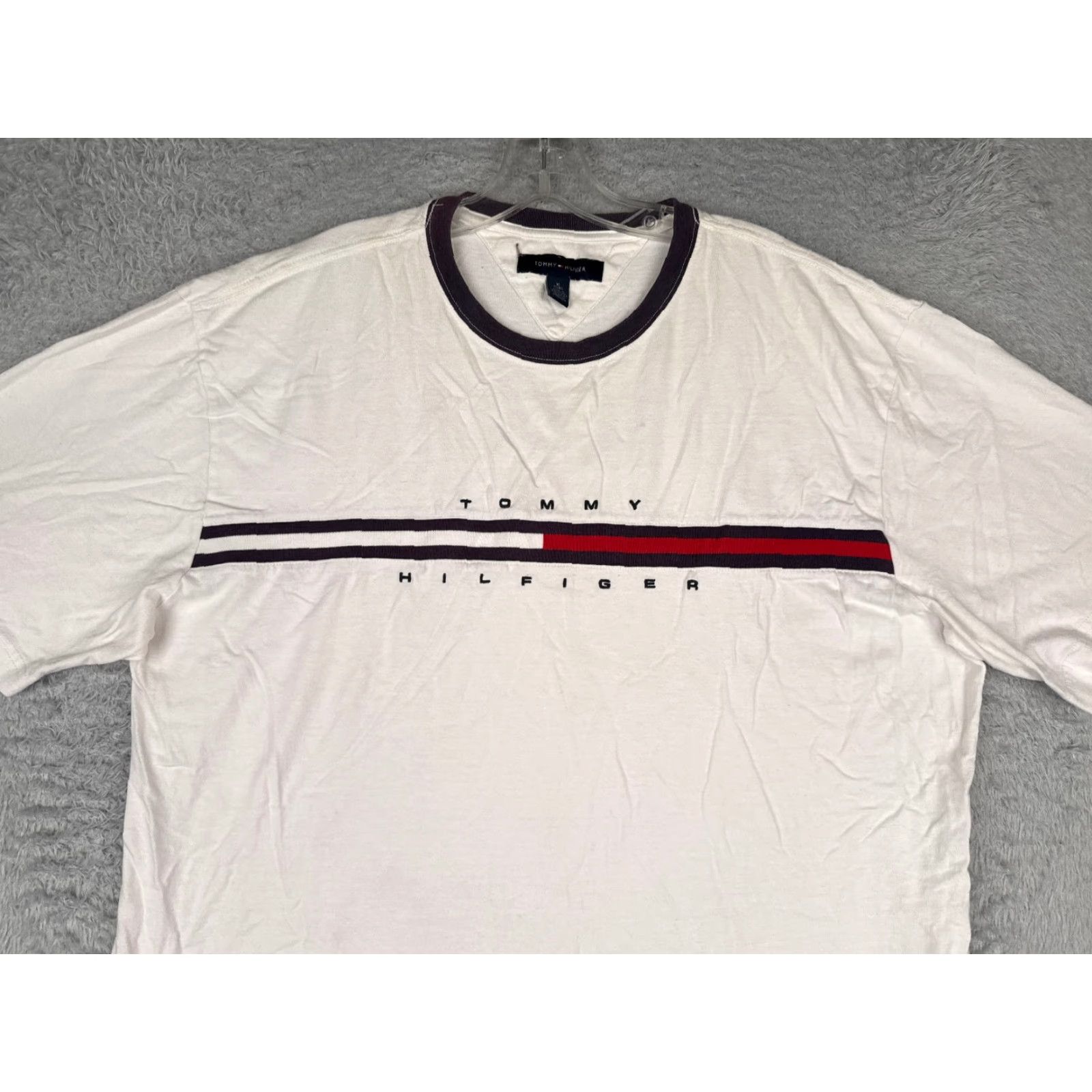 Tommy Hilfiger Tommy Hilfiger Shirt Adult XL White 100% Cotton Short Sleeve Crew Embroidered Logo Mens Size US XL / EU 56 / 4 - 4 Thumbnail