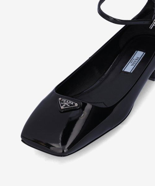 Prada o1w1db11124 Triangle Logo Patience Leather Ballerina Black Size US 10 / IT 40 - 5 Thumbnail