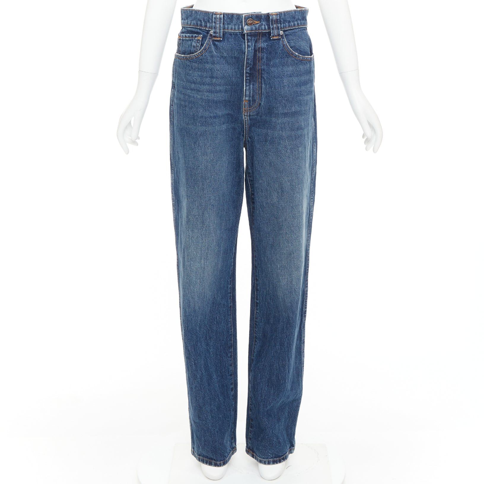 KHAITE KHAITE Albi dark blue washed high waist tapered relaxed jeans 30" Size 30" / US 8 / IT 44 - 1 Thumbnail