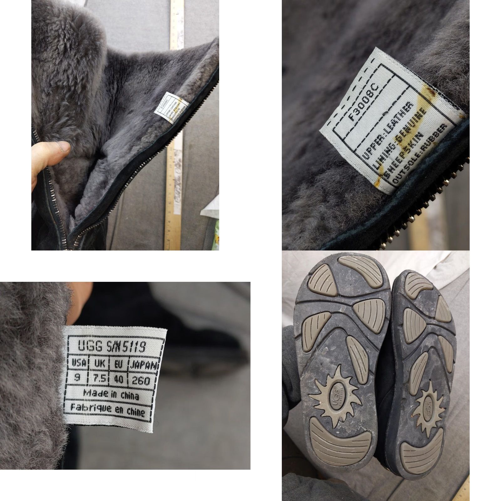 Ugg UGG Knightsbridge Boots Womens 9 Black Leather Shearling Lined Zip Mid Calf Size US 9 / IT 39 - 8 Thumbnail