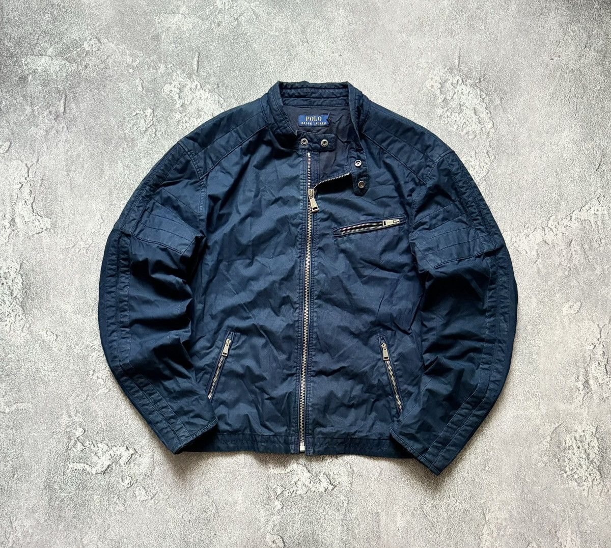 Polo Ralph Lauren × Vintage Polo Ralph Lauren XXL zip bomber style denim bike jacket 00s Size US XXL / EU 58 / 5 - 5 Thumbnail