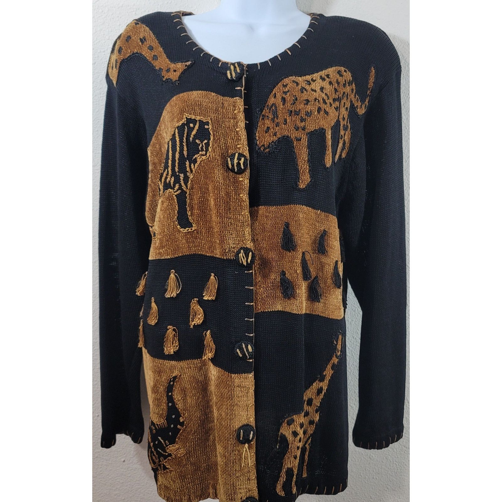 Other VTG Lisa International Black Gold Safari Animal Sweater M Size M / US 6-8 / IT 42-44 - 1 Thumbnail
