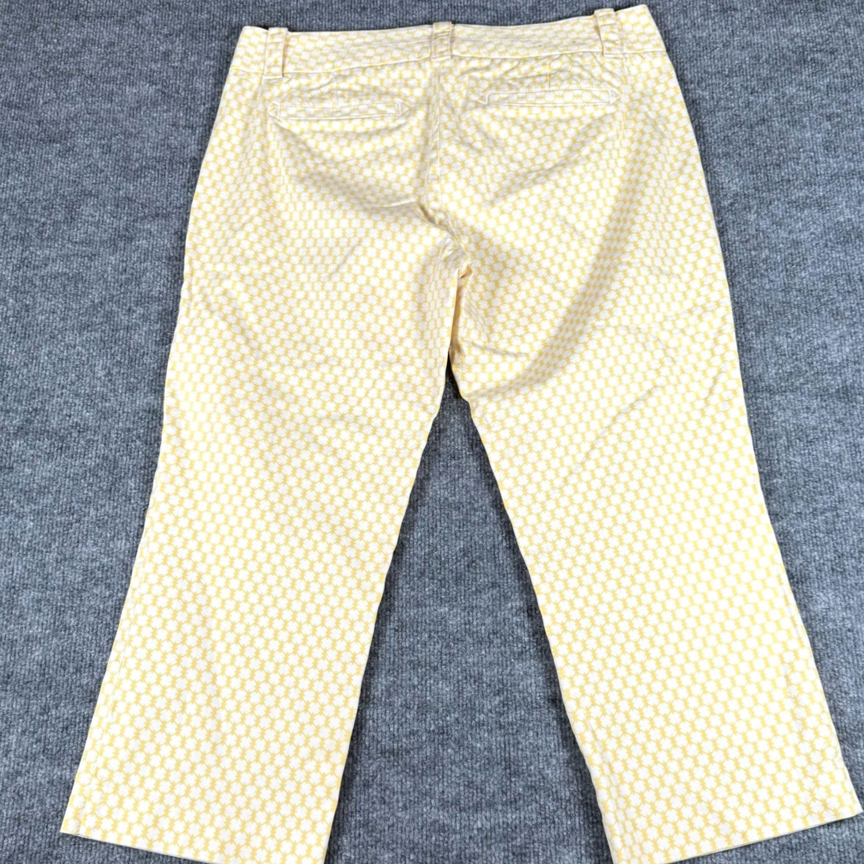 J.Crew J.Crew City Fit Cropped Pants Yellow Patterned Women Size 12 Stretch Twill Geometric Pockets Casual Business Size 34" / US 12 / IT 48 - 3 Thumbnail