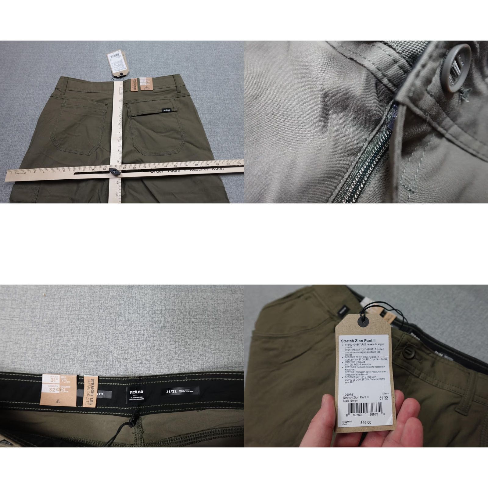Prana prAna Stretch Zion Pant II Cargo Pants Mens 31x32 Green Relaxed Fit Hiking Ventured Outdoor Casual Travel MilitaryStyle? Size US 31 - 8 Thumbnail