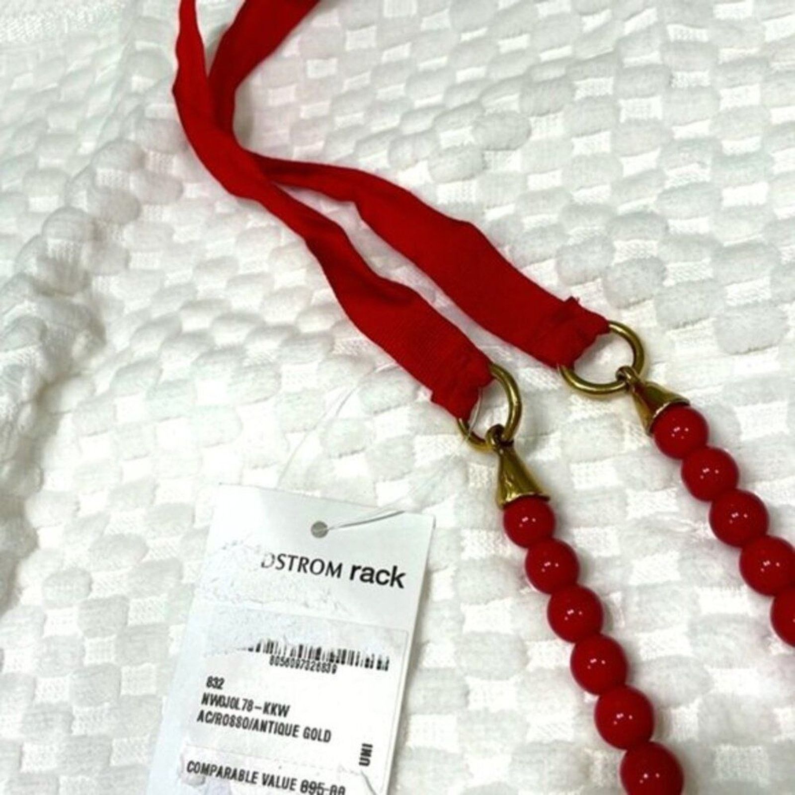 Valentino Valentino red Ribbon Tie Beaded Pendant Necklace Size ONE SIZE - 8 Thumbnail
