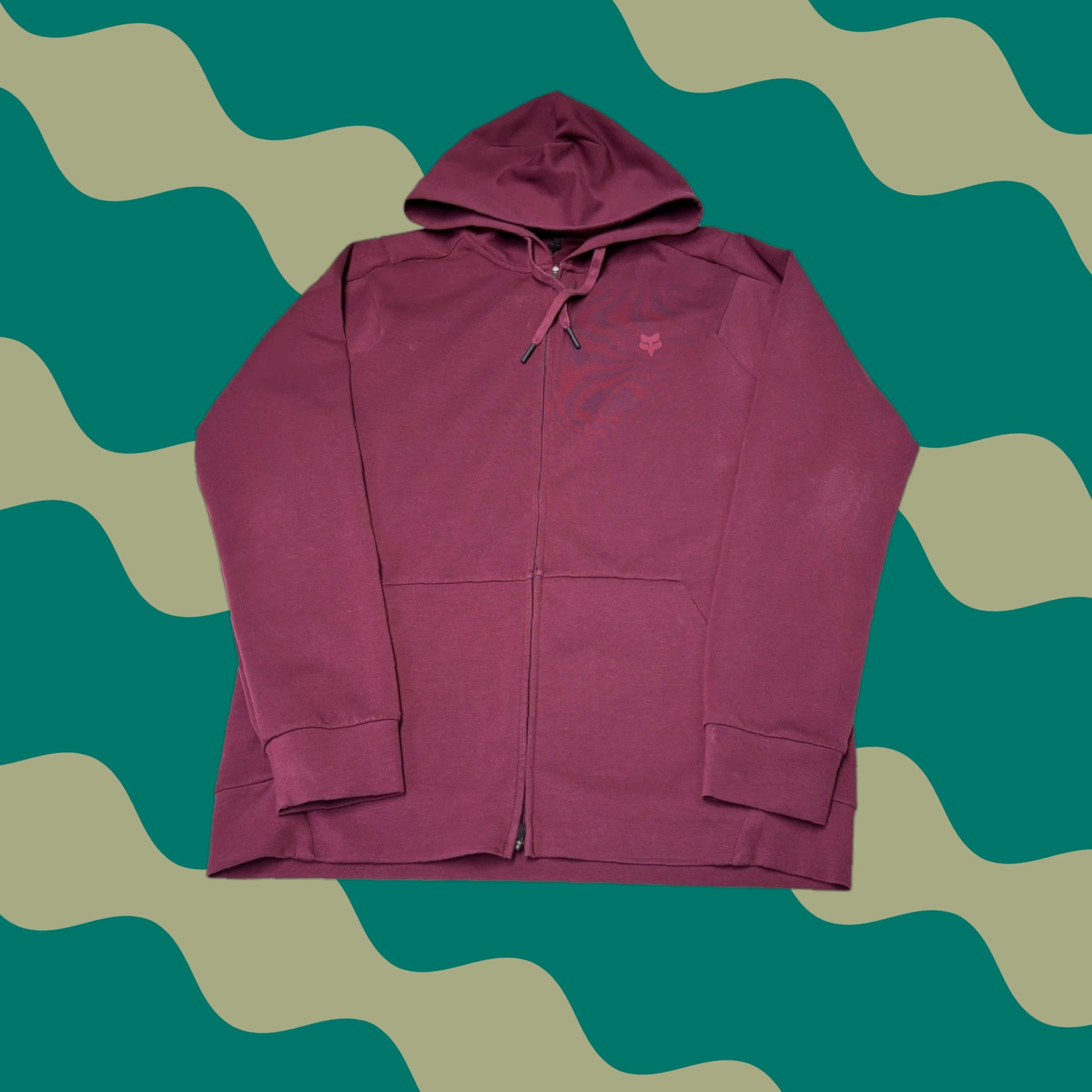 Fox Racing FOX Racing Full Zip Hoodie Mens L Burgundy Maroon Size US L / EU 52-54 / 3 - 1 Thumbnail