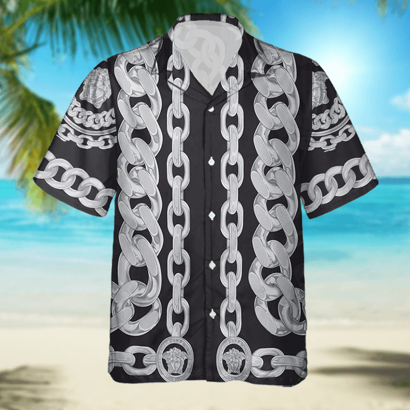 Designer × The Unbranded Brand Printed Medusa Chains Bowling Shirt | Iconic Motifs Size US L / EU 52-54 / 3 - 3 Thumbnail
