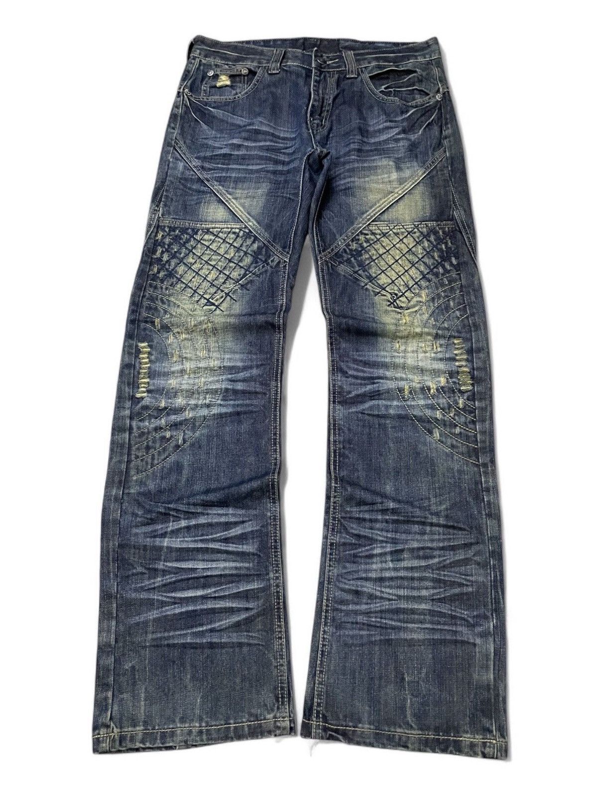 Japanese Brand Lemans Japan Asymmetrical Panel Heavy Stitch Boro Jeans Size US 32 / EU 48 - 1 Thumbnail