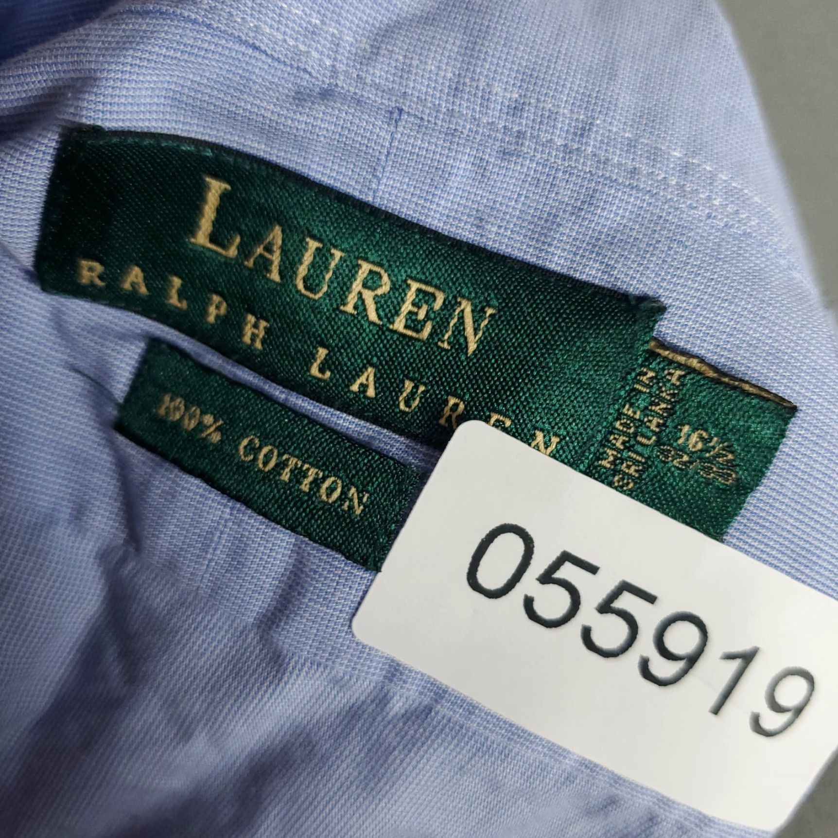 Ralph Lauren VINTAGE Ralph Lauren Dress Shirt Men Size 16.5 Blue Cotton Business Casual Long Sleeve Size 42R - 7 Thumbnail