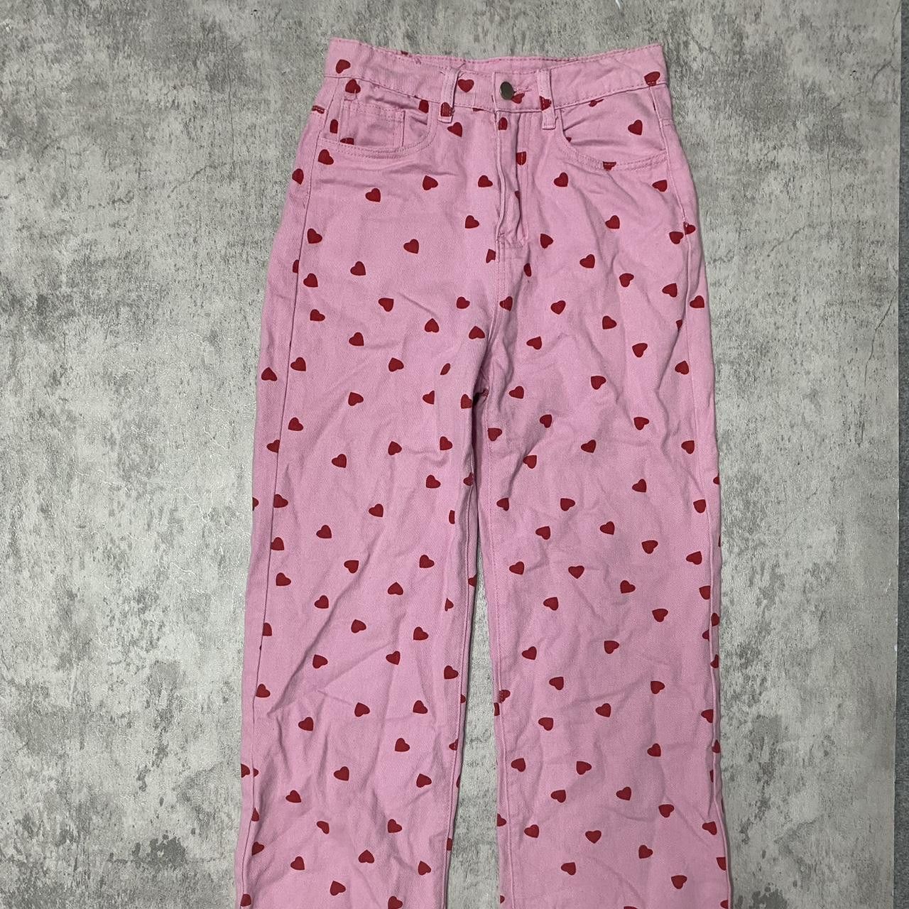 Other Pink heart print high-waisted straight leg jeans #kawaii Size 30" / US 8 / IT 44 - 1 Thumbnail