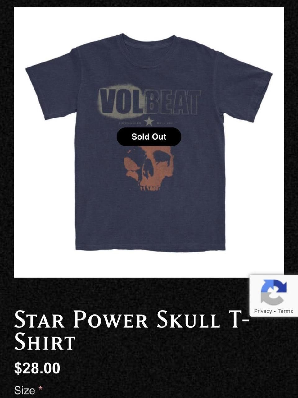 Gildan Navy VOLBEAT ‘Star Power Skull’ T-Shirt Size US L / EU 52-54 / 3 - 6 Thumbnail