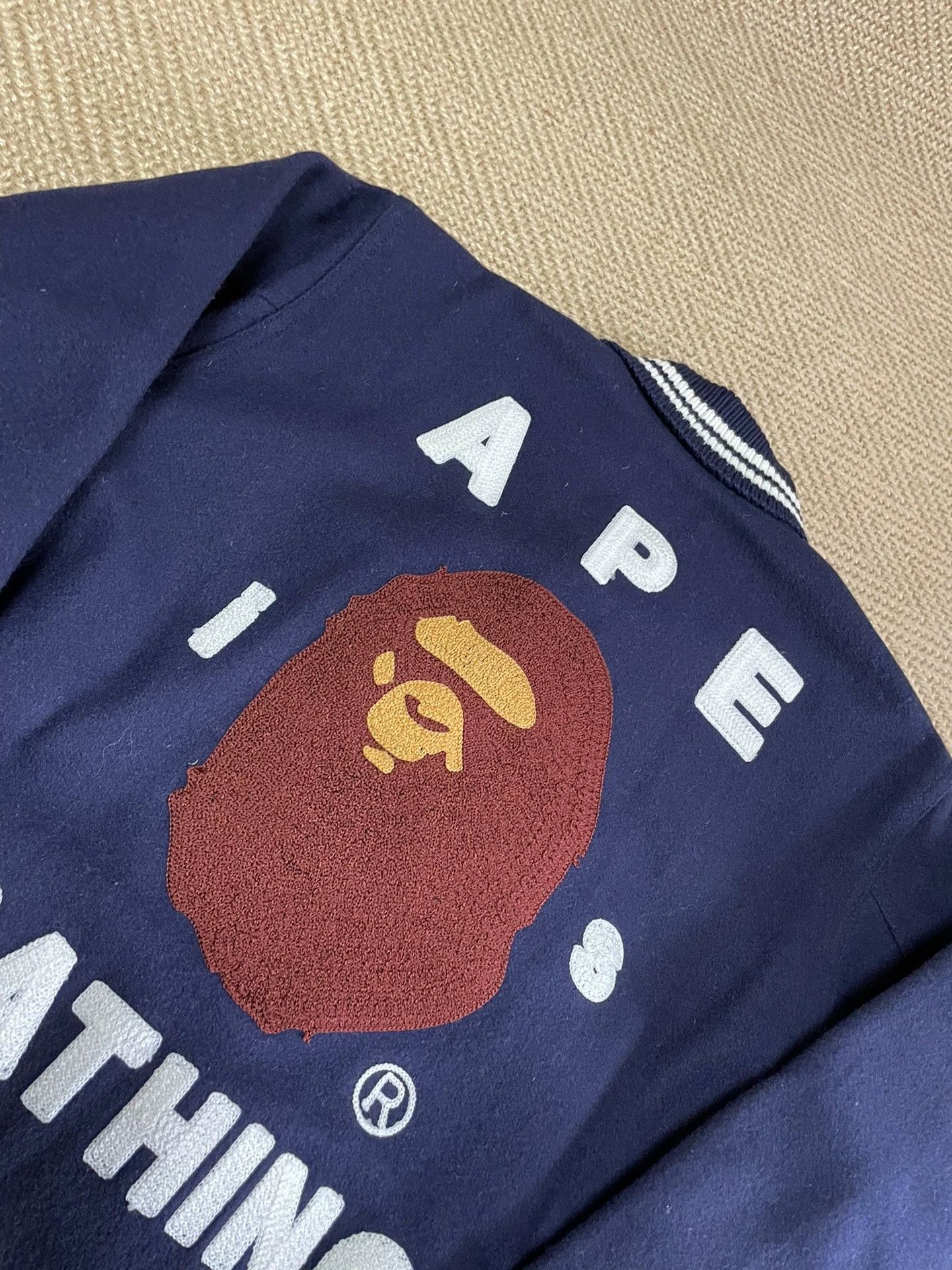 Bape BAPE Ape Head Embr Wool Baseball Jkt Navy S NIGO Size US S / EU 44-46 / 1 - 3 Thumbnail
