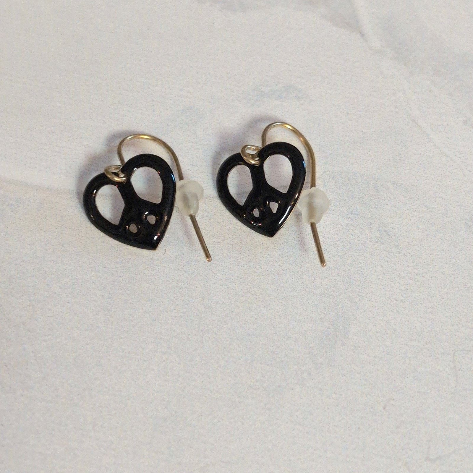 Vintage Dainty VTG 80s Gold-Tone & Black Heart Dangle/Drop Earrings Size ONE SIZE - 4 Thumbnail