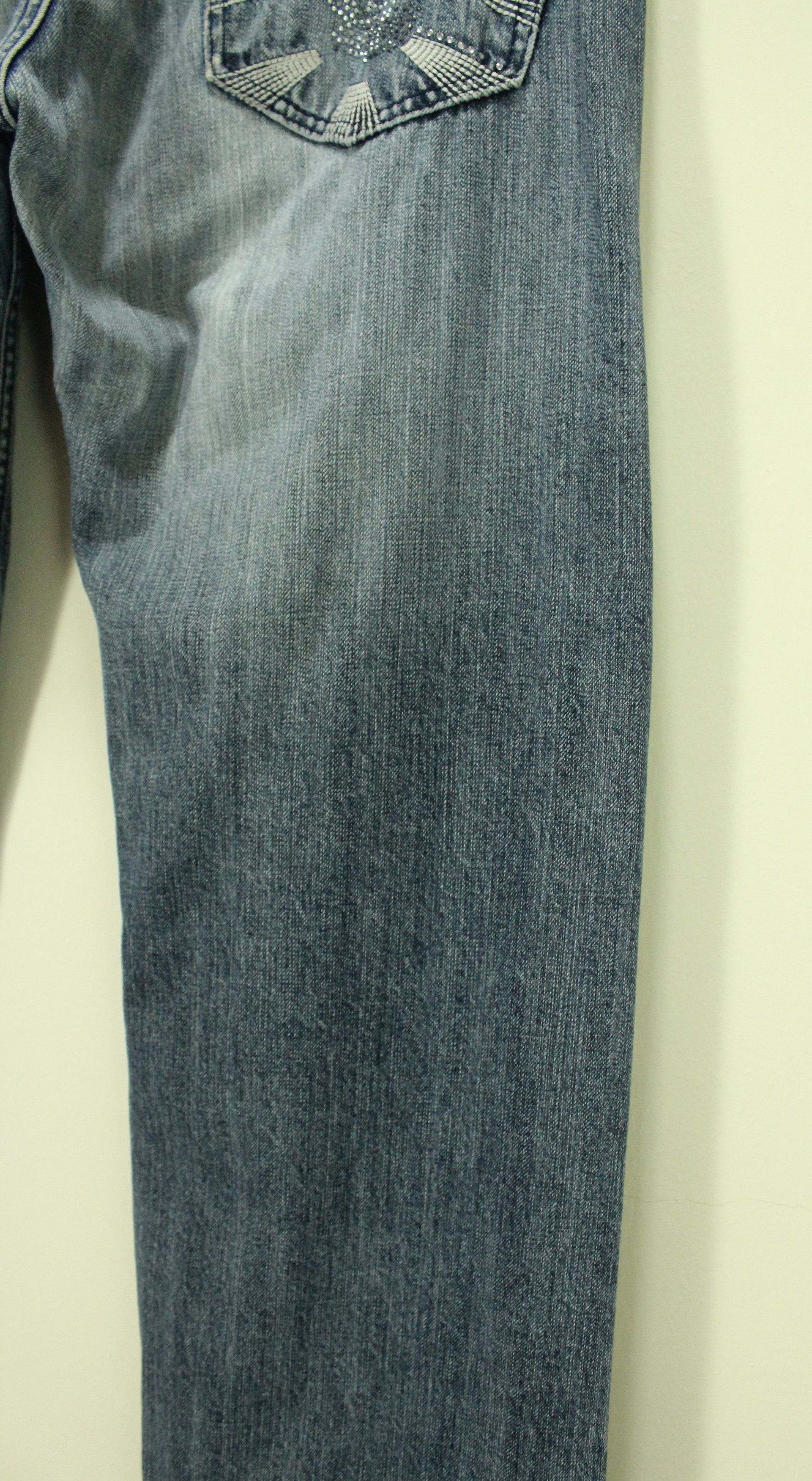 Japanese Brand Vintage Denim Embroidered Skull Logo Size US 35 - 3 Thumbnail