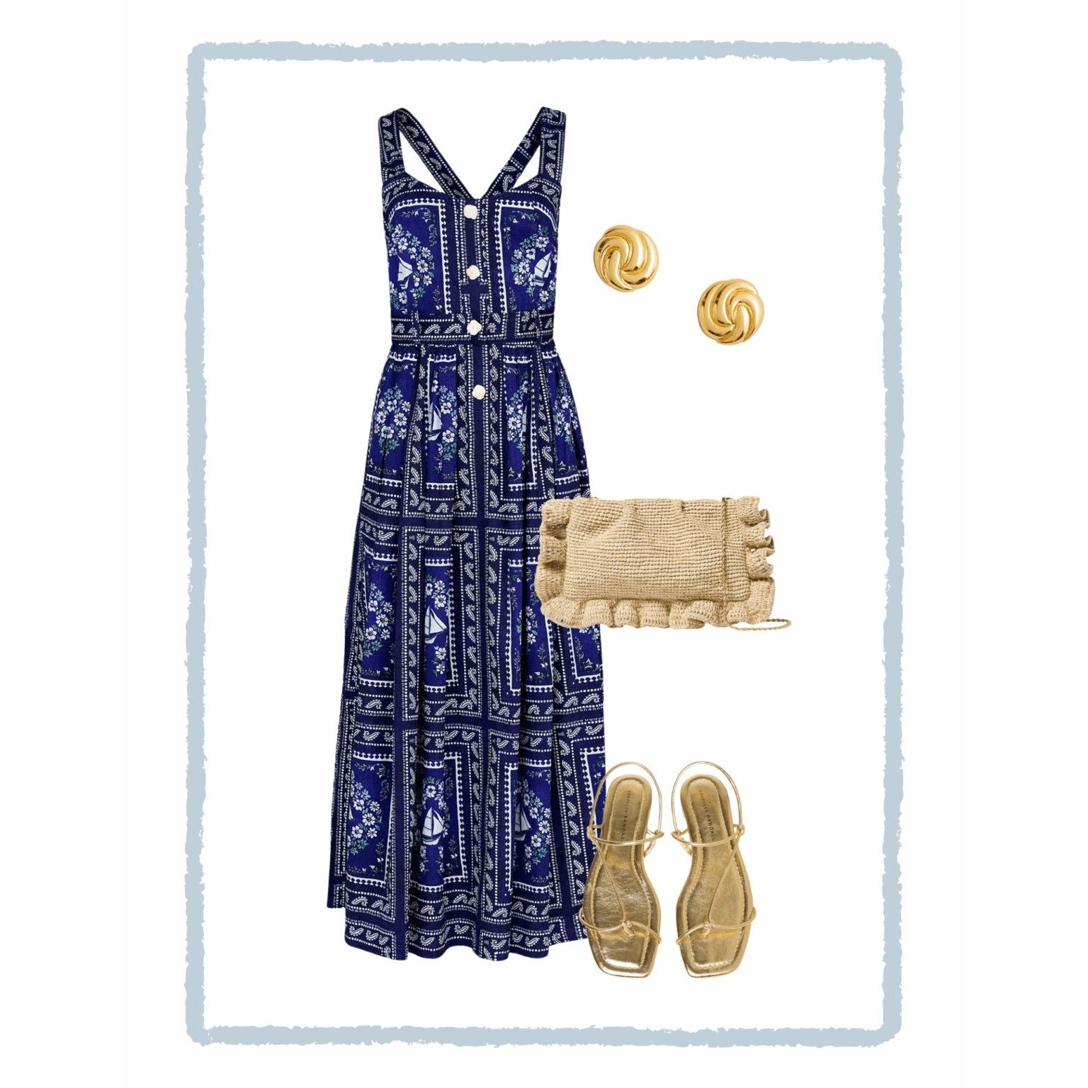 Hunter Bell Hunter Bell Bon Voyage Cleo Dress nautical print size 12 Size XL / US 12-14 / IT 48-50 - 3 Thumbnail