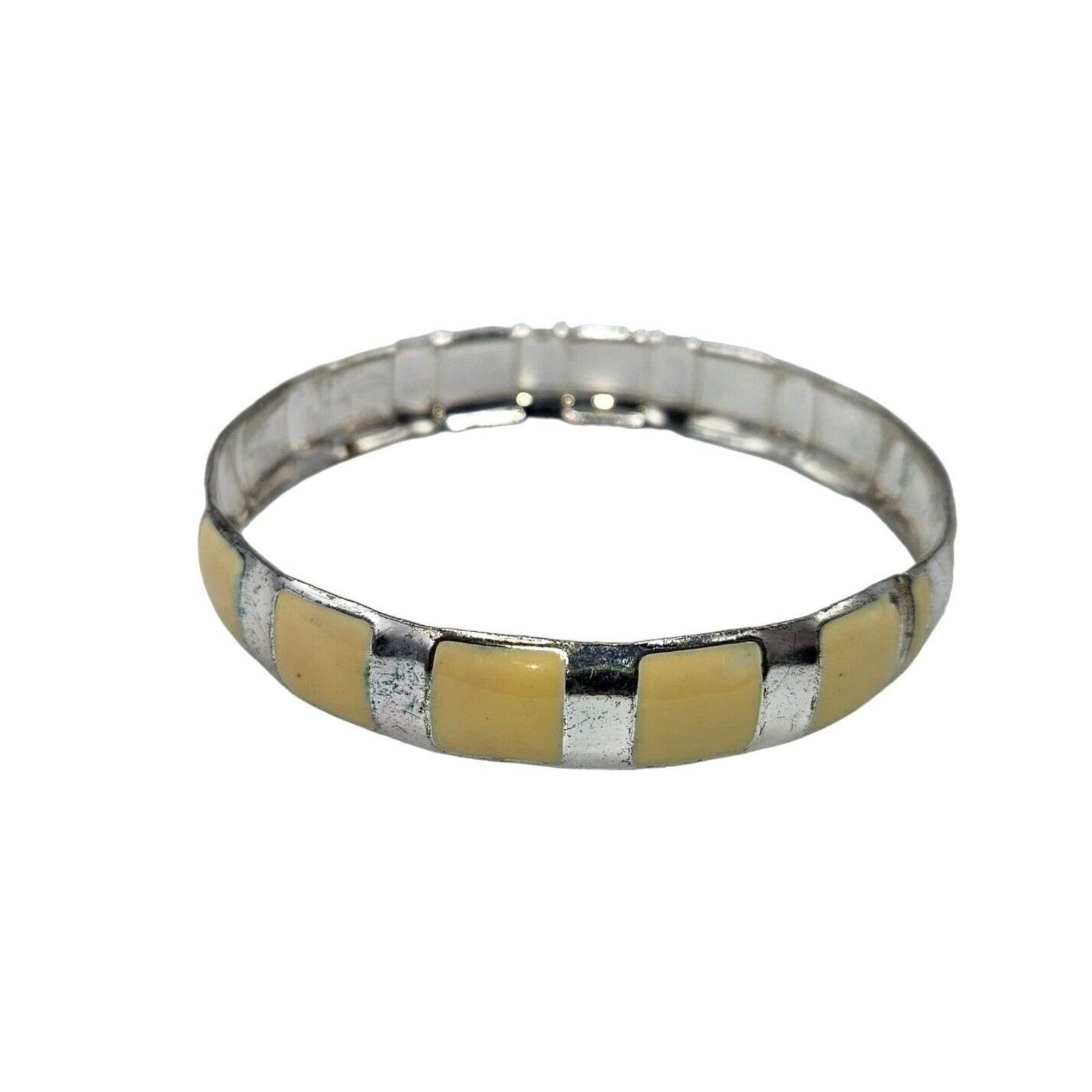 Other VTG EUC Enamel Art Deco Bracelet Trio Black Cream Silver Size ONE SIZE - 9 Thumbnail