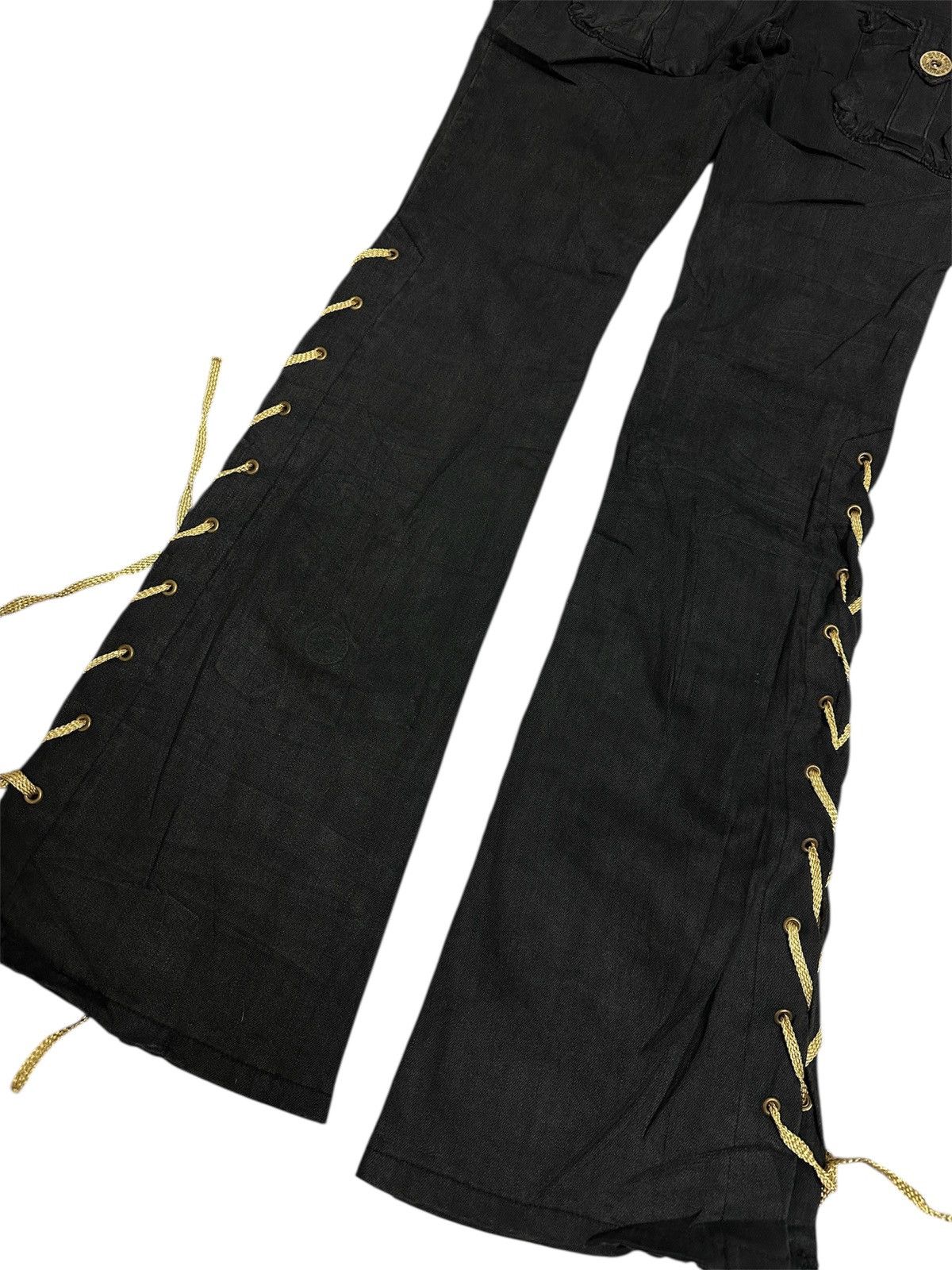 Japanese Brand FALL DOWN Lace-Up Flare Pants Size US 28 / EU 44 - 9 Thumbnail