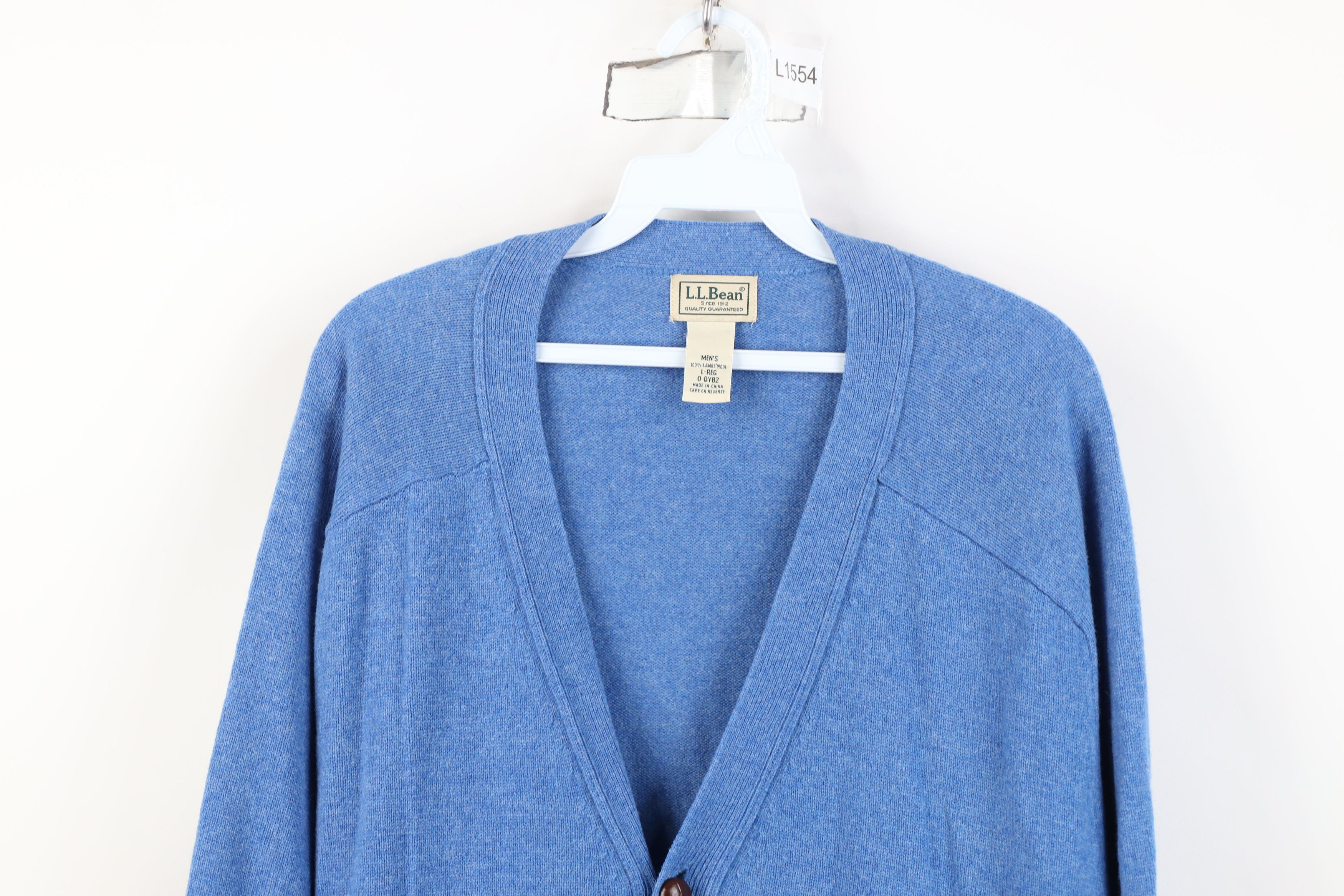 L.L. Bean Vintage LL Bean Blank Lambswool Knit Cardigan Sweater Blue Size US L / EU 52-54 / 3 - 2 Thumbnail