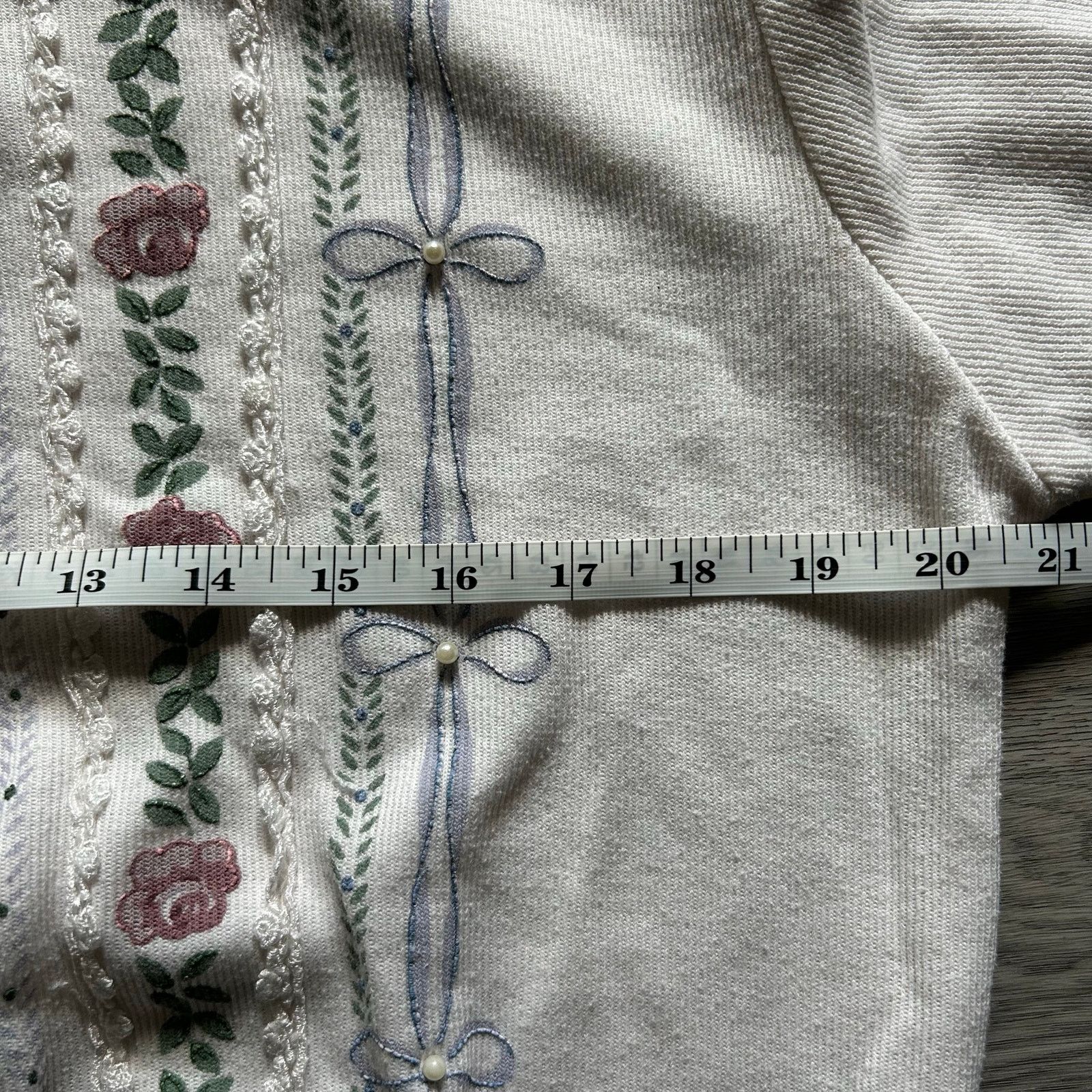 Other Vintage 80s cottage core Floral Embroidered Knit Polo Shirt Size L / US 10 / IT 46 - 4 Thumbnail